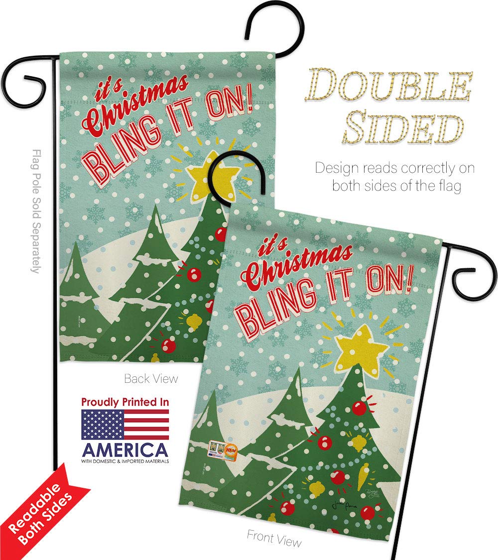 Christmas Bling Garden Flag Set - Double Sided 13x18.5