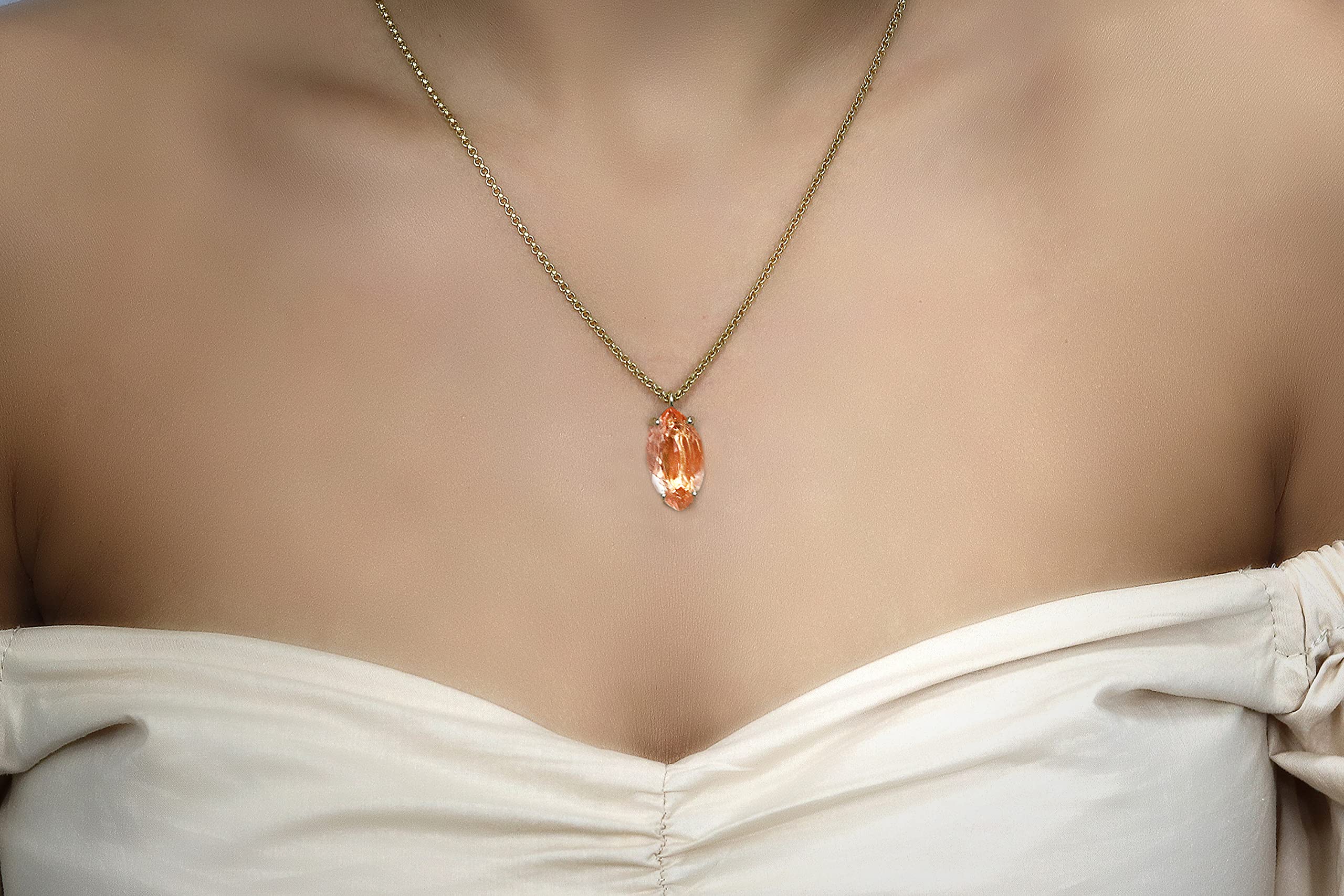 Handmade Morganite Anemone Necklace for Women - Elegant Marquise Cut Gemstone Jewelry - Perfect for Everyday Wear, Bridal Accessories & Special Occasions - Comes with Gift Box