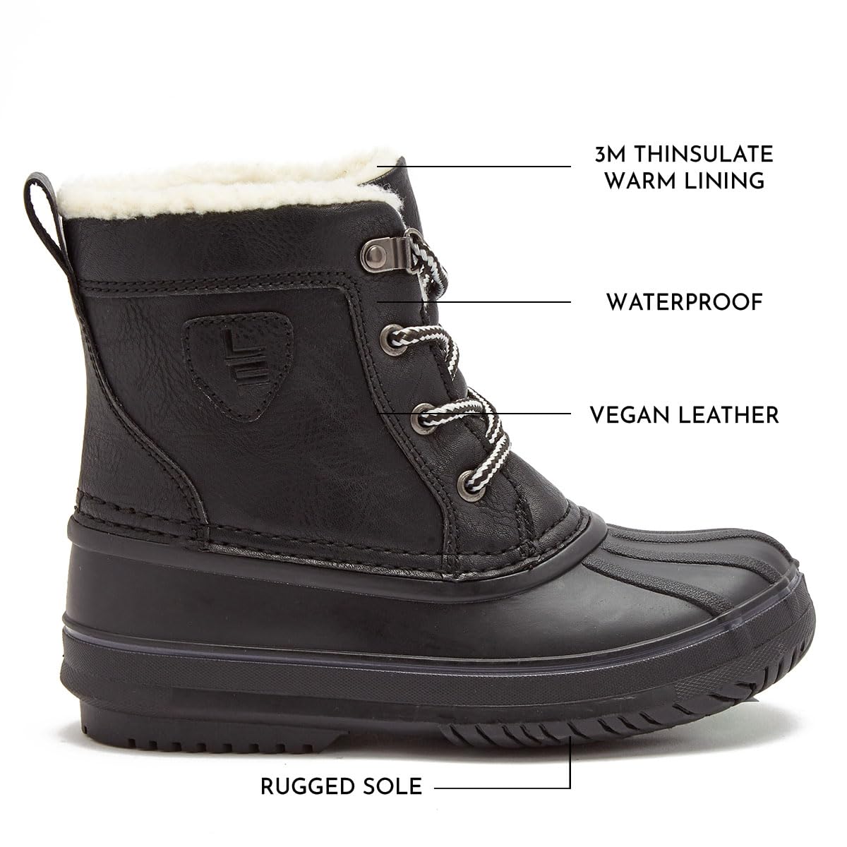 LONDON FOG Warrington Insulated Waterproof Snow Boots for Kids - Winter Duck Boots for Boys & Girls (Toddler to Big Kid Sizes 11-7) - Perfect for Snow Play, School & Outdoor Winter Activities