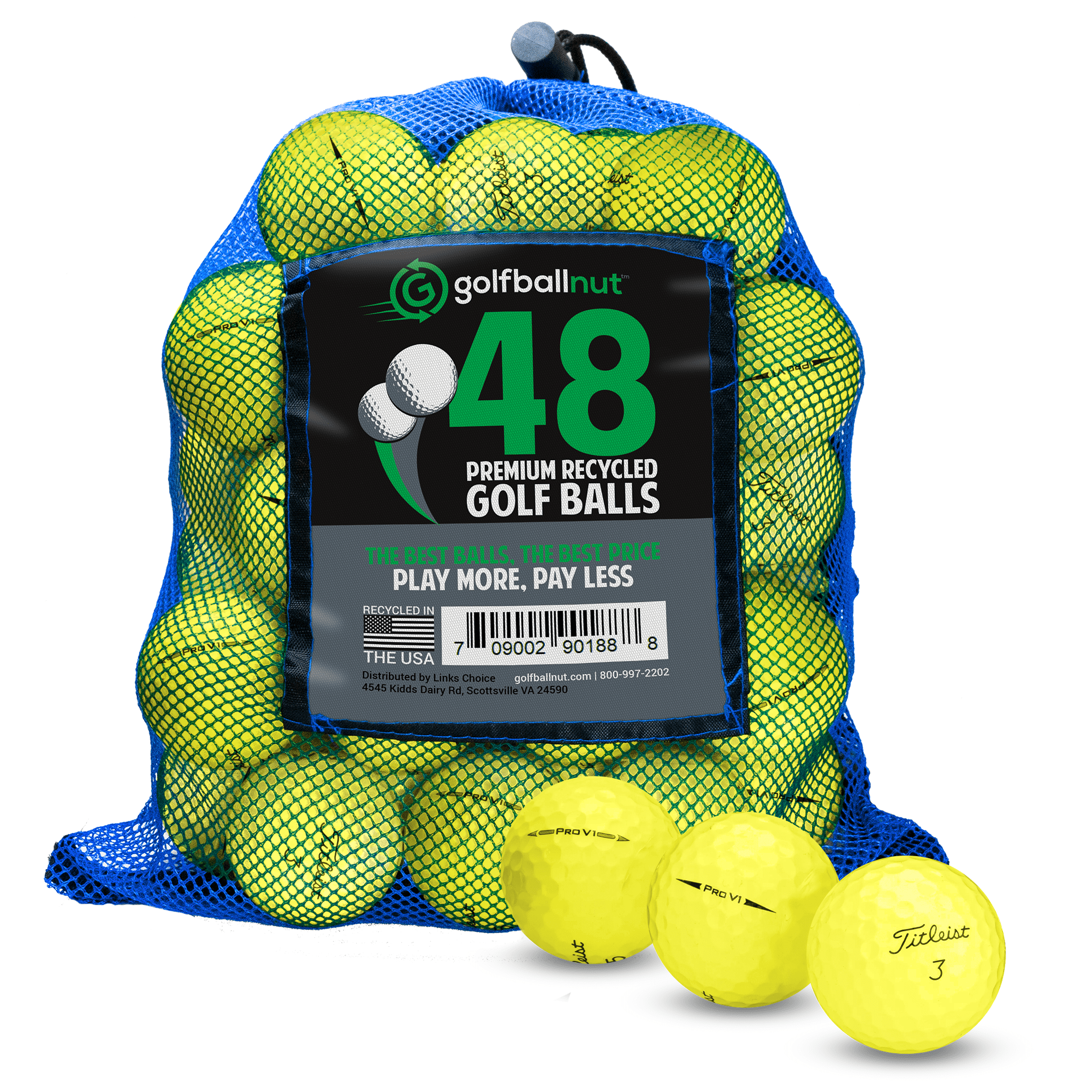 Premium Used Titleist Pro V1 Golf Balls - 12/24/36 Pack Practice Golf Balls with Durable Mesh Bag | High Performance Recycled Golf Balls for Driving Range, Practice & Casual Play