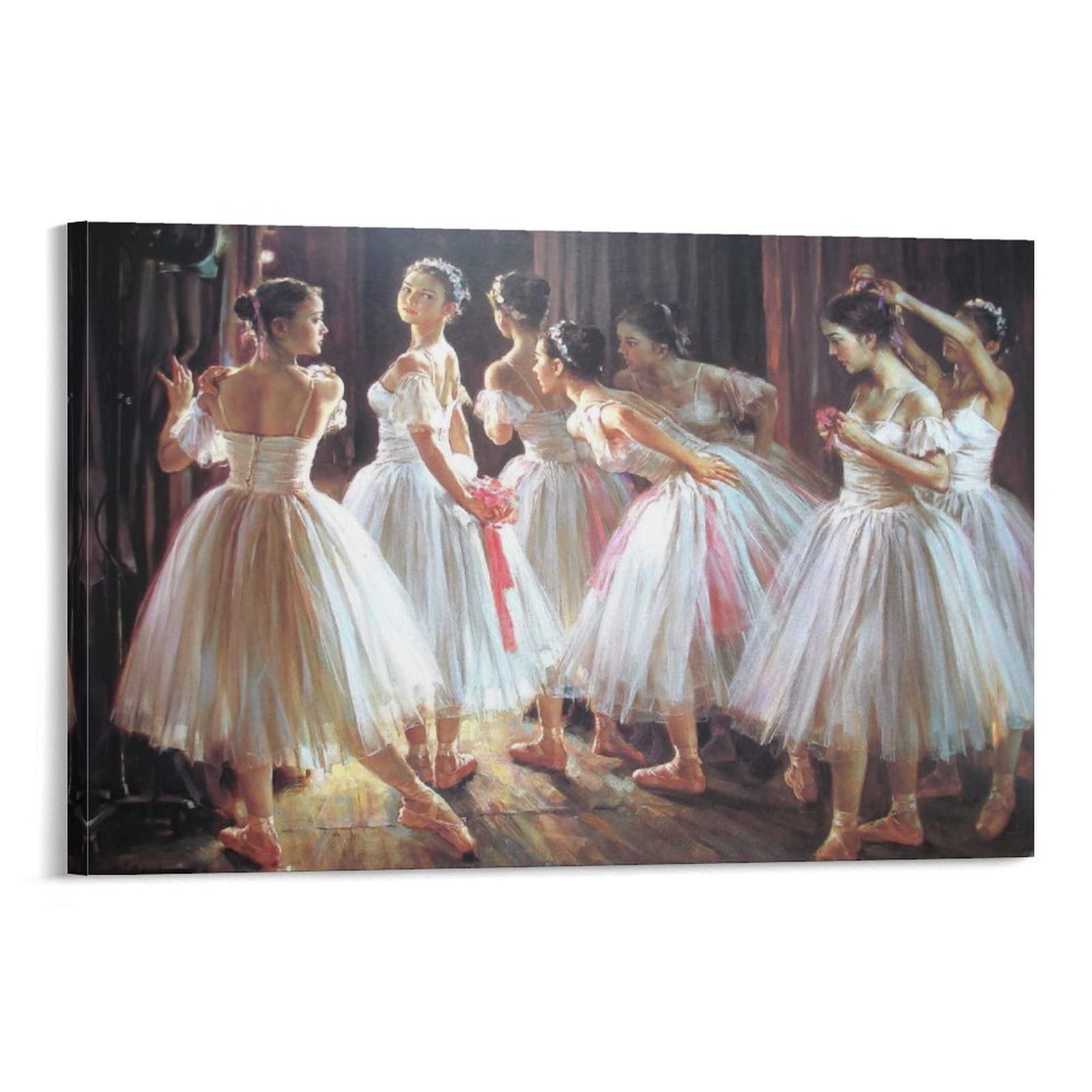 Elegant Ballet Dancer Oil Painting Canvas Wall Art - 24x36 Inch (60x90cm) Handmade Reproduction for Living Room, Bedroom & Office Decor | Perfect Gift for Dance Lovers & Home Interior Design