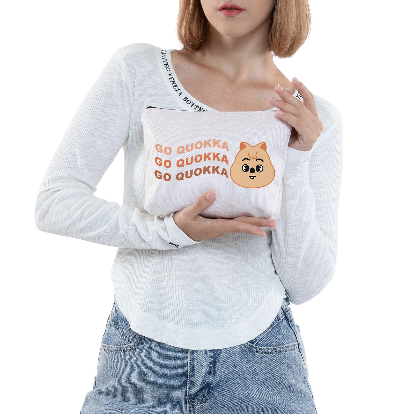 JNIAP SKZ HAN Makeup Bag - Stray Kids (SKZ) Quokka Themed Cosmetic Pouch - Perfect Gift for K-Pop Fans | Ideal for Travel, School & Daily Makeup Storage