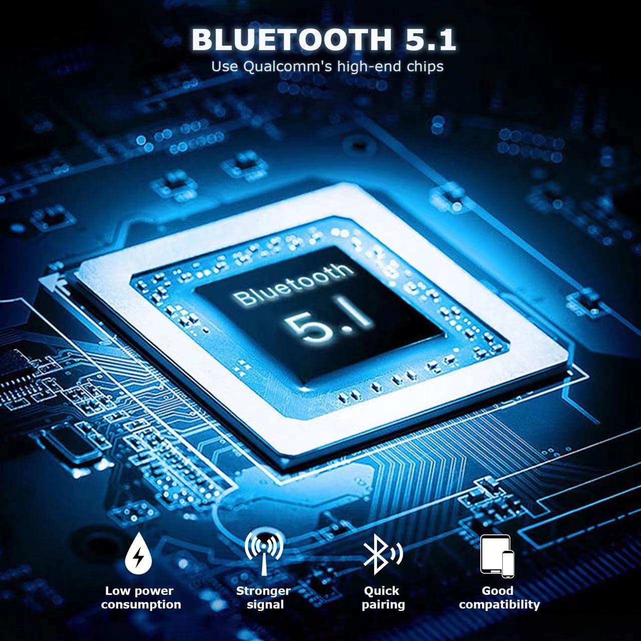 Wireless Bluetooth Headset V5.0 with 24Hrs Battery Life, HD Calling & CVC8.0 Dual Mic Noise Cancellation - Hands-Free Bluetooth Earpiece for Driving, Business, Office (Blue) | Perfect for Conference Calls, Commuting & Remote Work