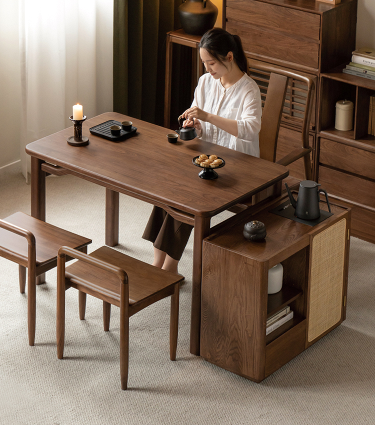 Premium Black Walnut & Ash Solid Wood Tea Table - Rustic Modern Coffee Table for Living Room, Lounge, or Office - Handcrafted Hardwood Furniture for Home Decor