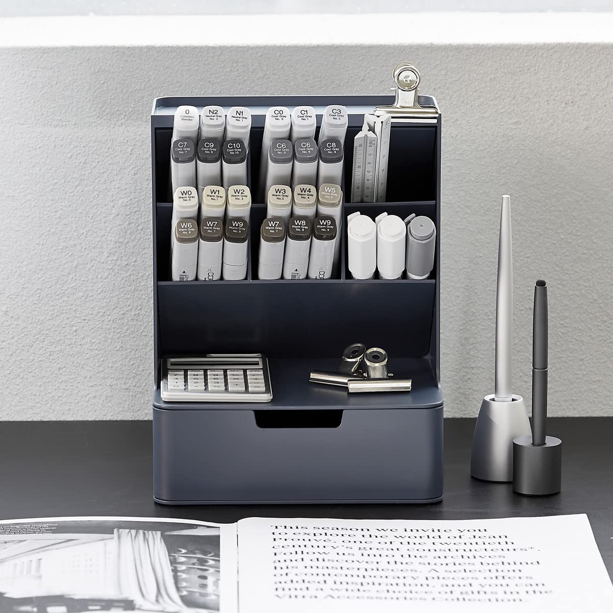 Korean-Made Blue Desk Organizer - Office Supplies Storage for Neat Workspace | Perfect for Home, Office & Study Organization