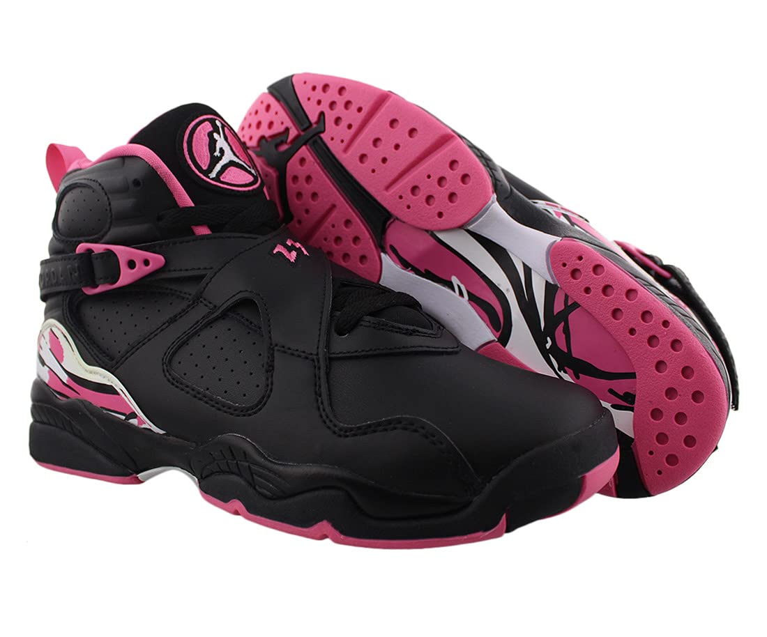 Jordan Air 8 Retro Boys Basketball Shoes Size 4 - Black/Pink/White | Kids' Sneakers for School, Sports & Casual Wear