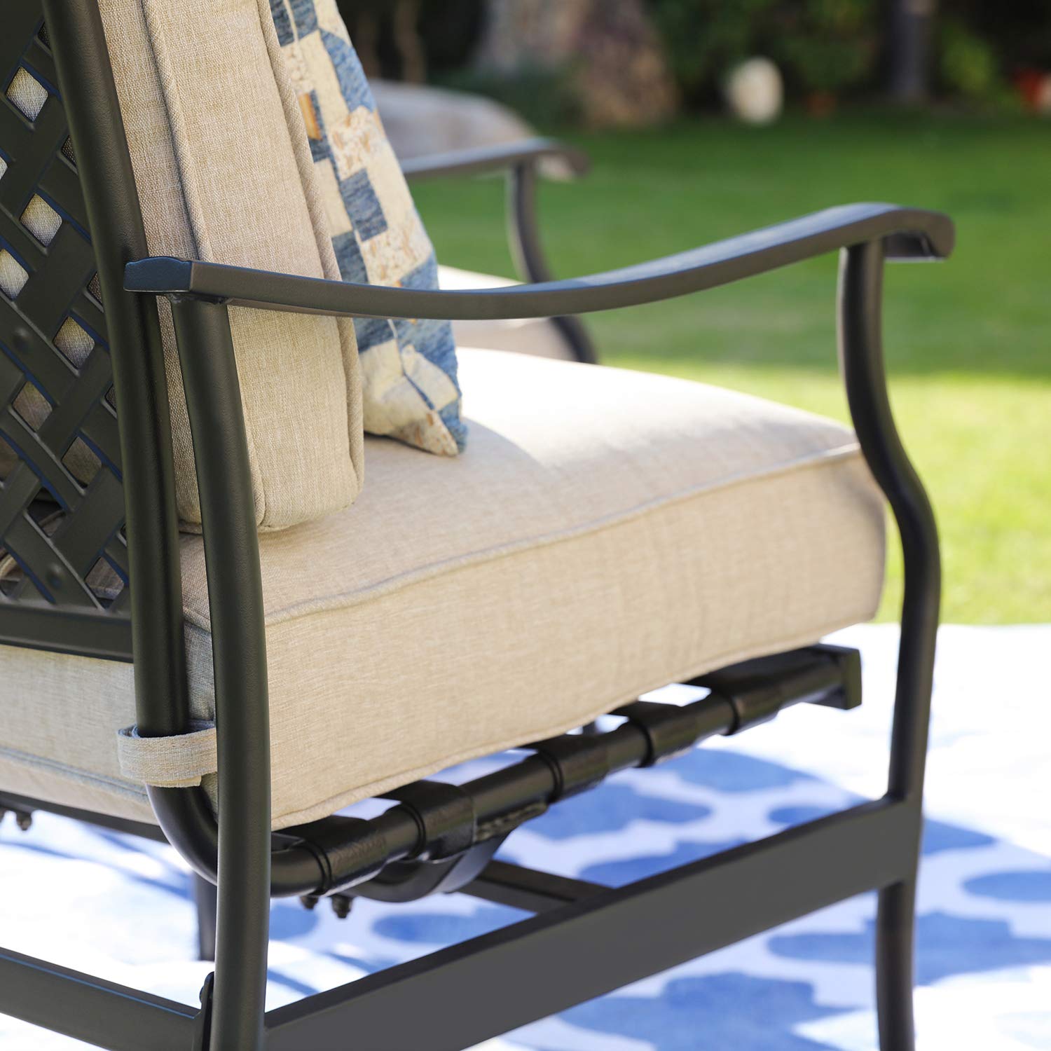 PatioFestival Outdoor Rocking Chair Set - 2-Piece Modern Bistro Conversation Sofa with 5.1