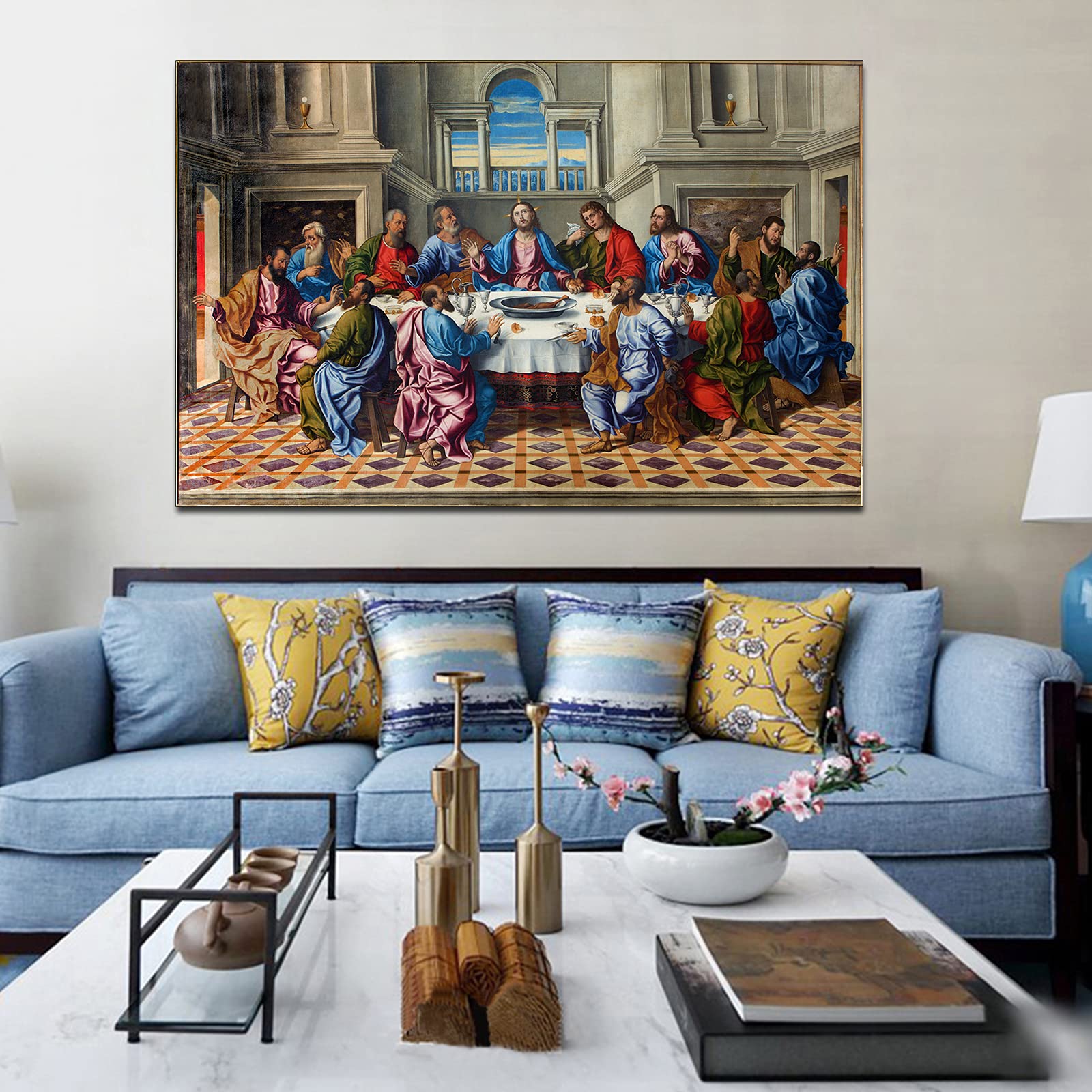 TIMUBA The Last Supper Canvas Wall Art - 28x40 Inches Christian Religious Painting for Dining Room Decor, Home & Church Wall Decoration - Perfect for Christian Gifts, Easter Decor & Spiritual Spaces