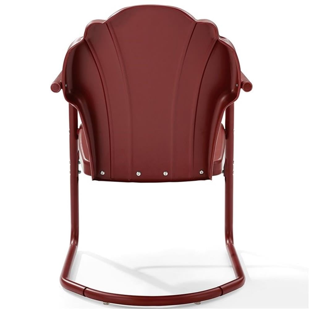Dark Red Satin Steel Metal Outdoor Chairs (Set of 2) - Patio, Garden, Poolside & Backyard Seating Furniture for Relaxing