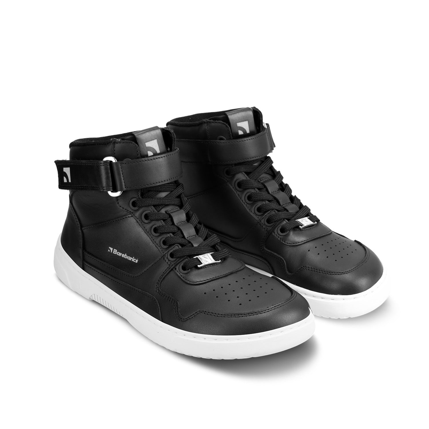 Barefoot Sneakers Barebarics Zing High Top - Black & White Leather Minimalist Shoes for Men & Women | Perfect for Running, Gym & Everyday Comfort