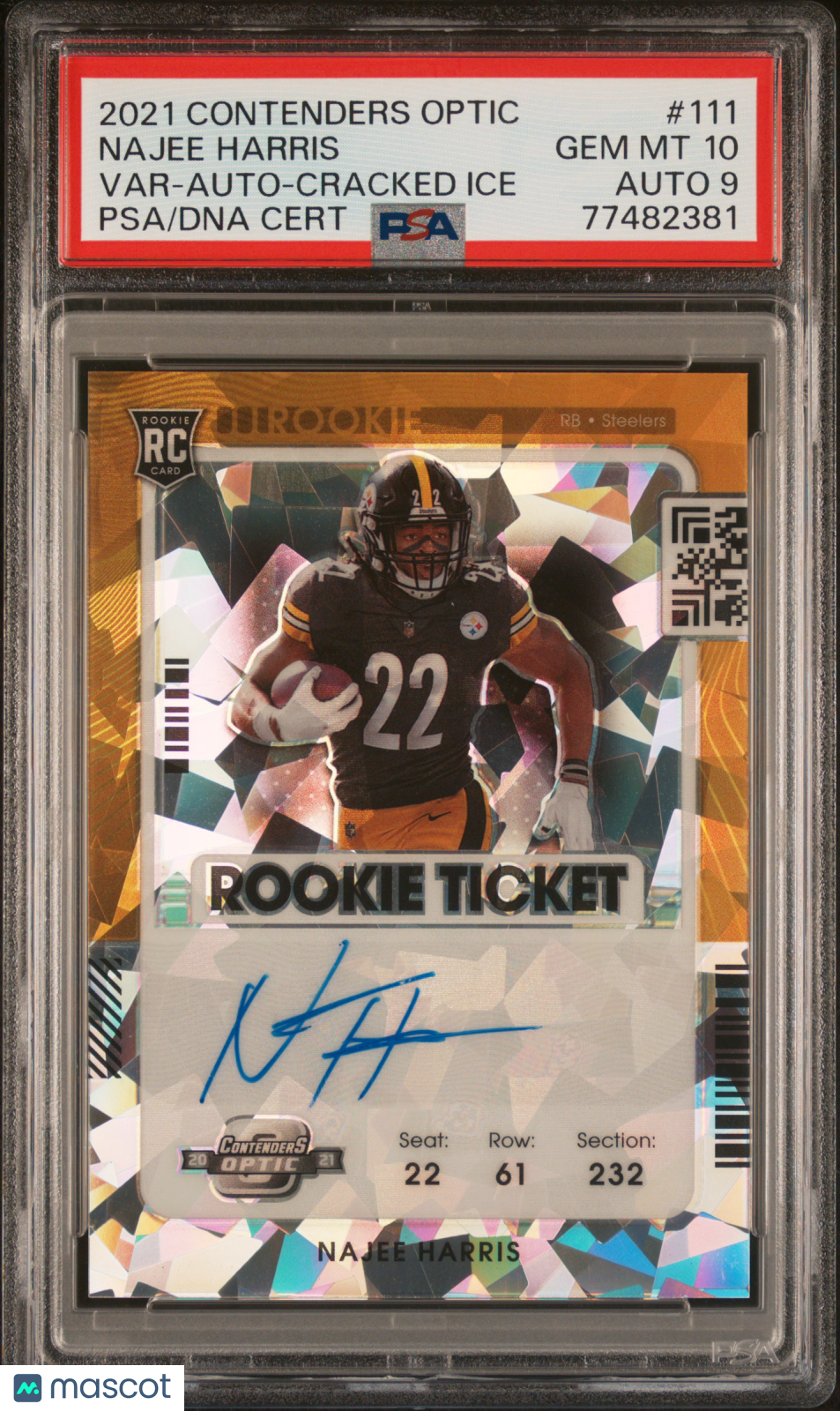2021 Contenders Optic Najee Harris 01/22 Variation Auto Cracked Ice #111 PSA 10 Gem Mint - Football Trading Card for Collectors & Investors, Perfect for Display Cases or Sports Memorabilia Collections