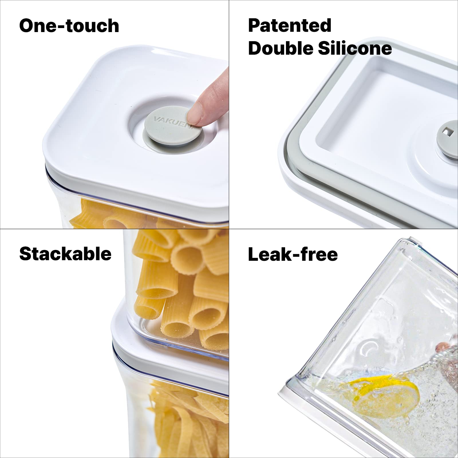 Premium Airtight Food Storage Containers Set - 8-Piece Mercury Color Special Edition with Vacuum Sealer | 100% Leak Proof, BPA-Free, Patented Double Silicone Lining | Ideal for Meal Prep, Leftovers & Pantry Organization