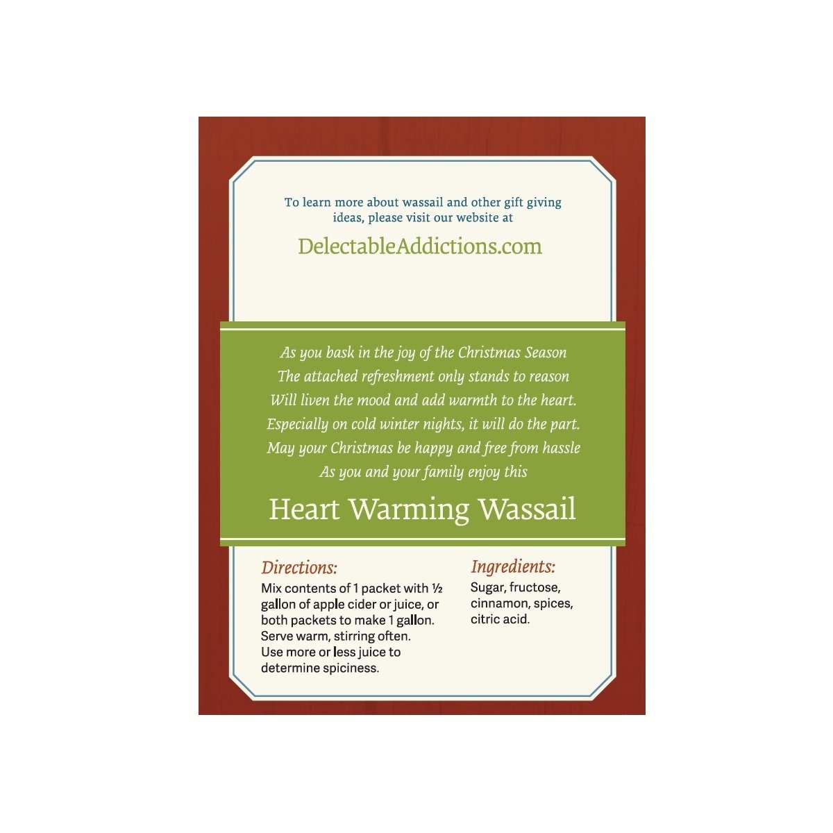 Heartwarming Wassail Gift Box - Premium Spiced Cider Mix - Perfect for Christmas Gifts, Holiday Parties & Cozy Winter Evenings