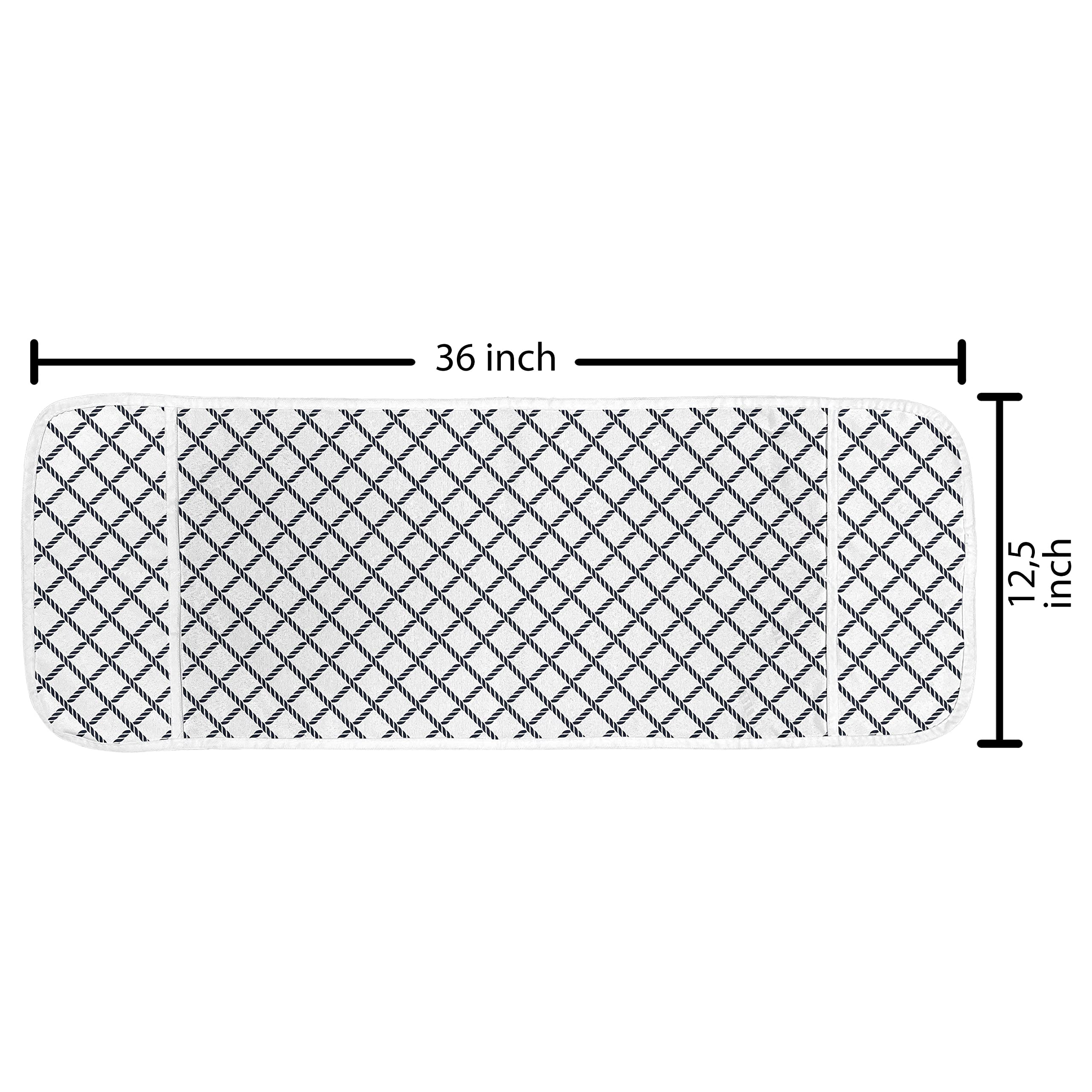 Ambesonne Geometric Microwave Oven Cover - Checkered Nautical Fishnet Design, Waterproof Kitchen Organizer with Pockets, 36