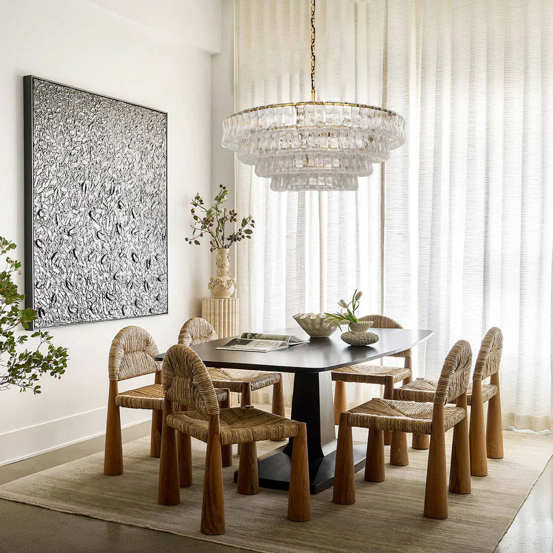 4-Tier Glass Round Chandelier in Lime Green - Modern Crystal Ceiling Light Fixture for Dining Room, Living Room, Bedroom, or Entryway