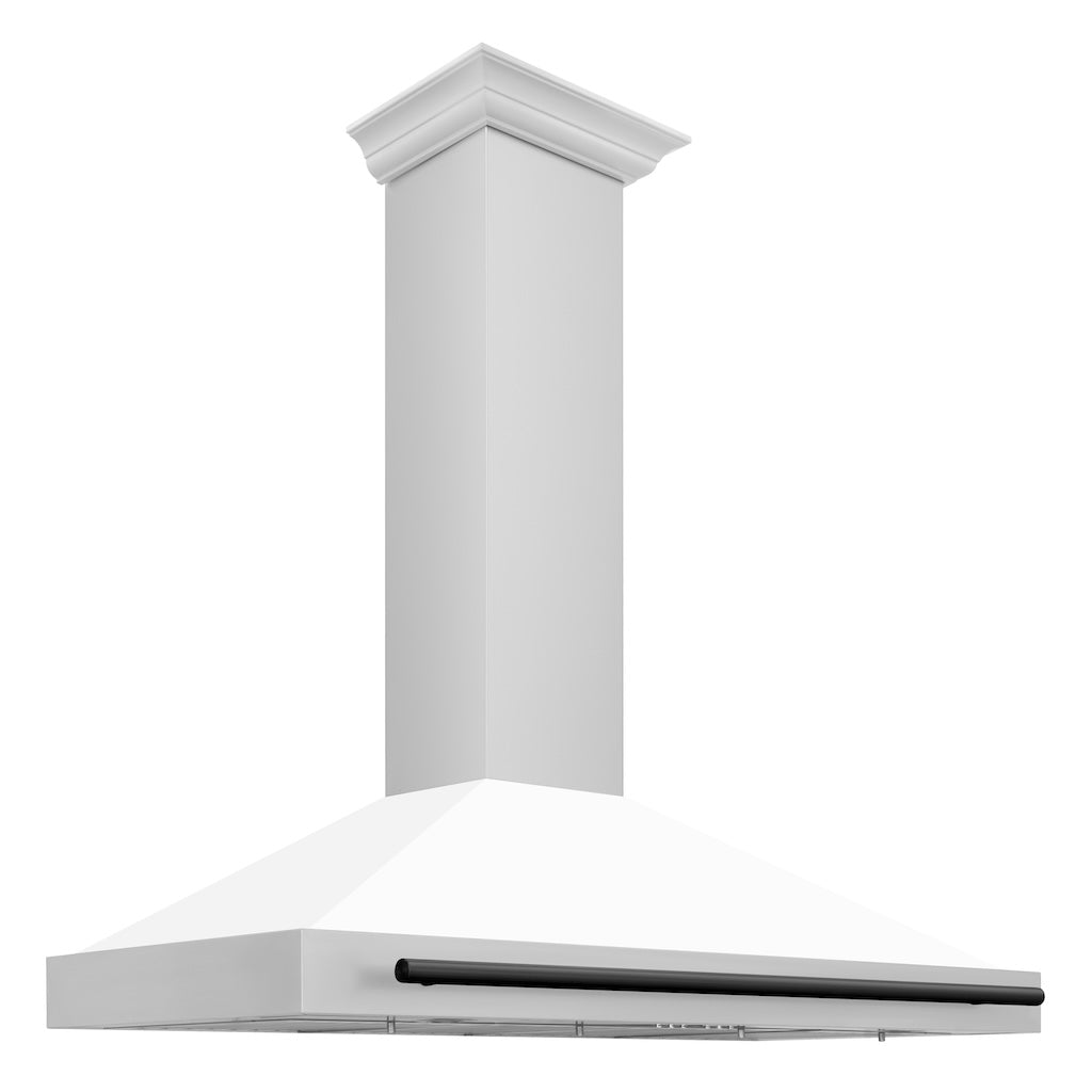 ZLINE KB4STZ WM MB Autograph Edition Convertible Stainless Steel Range Hood - White Matte Shell with Matte Black Accents | Professional Kitchen Ventilation for Modern Homes