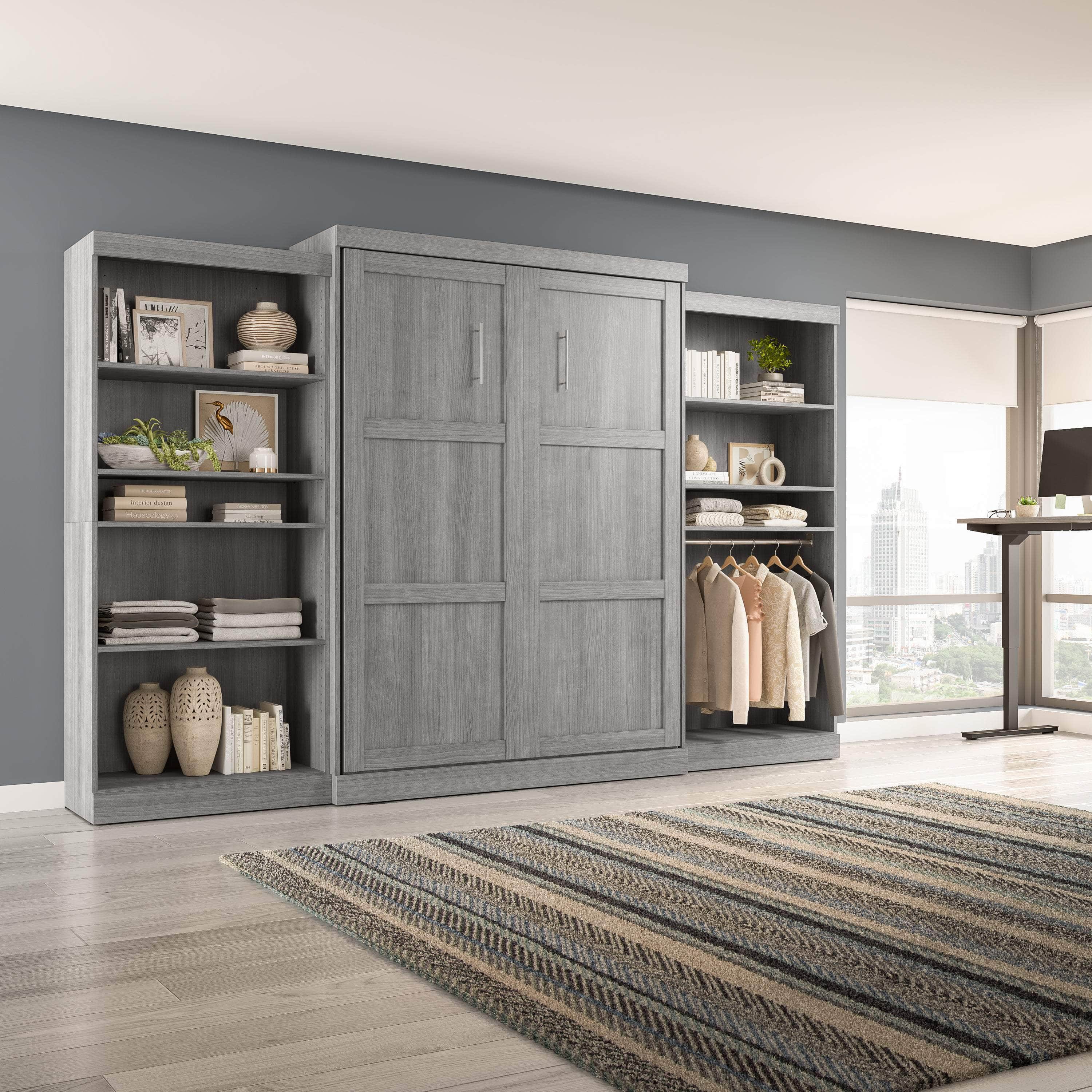 Pur Queen Murphy Wall Bed with 2 Storage Units - 136