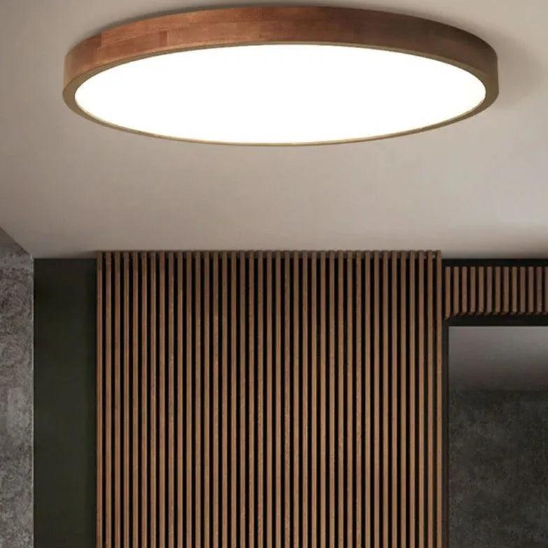 Modern Wooden Flush Mount Ceiling Light Fixture - Warm & Elegant LED Lighting for Bedroom, Living Room, Dining Room - Energy Efficient Home Decor