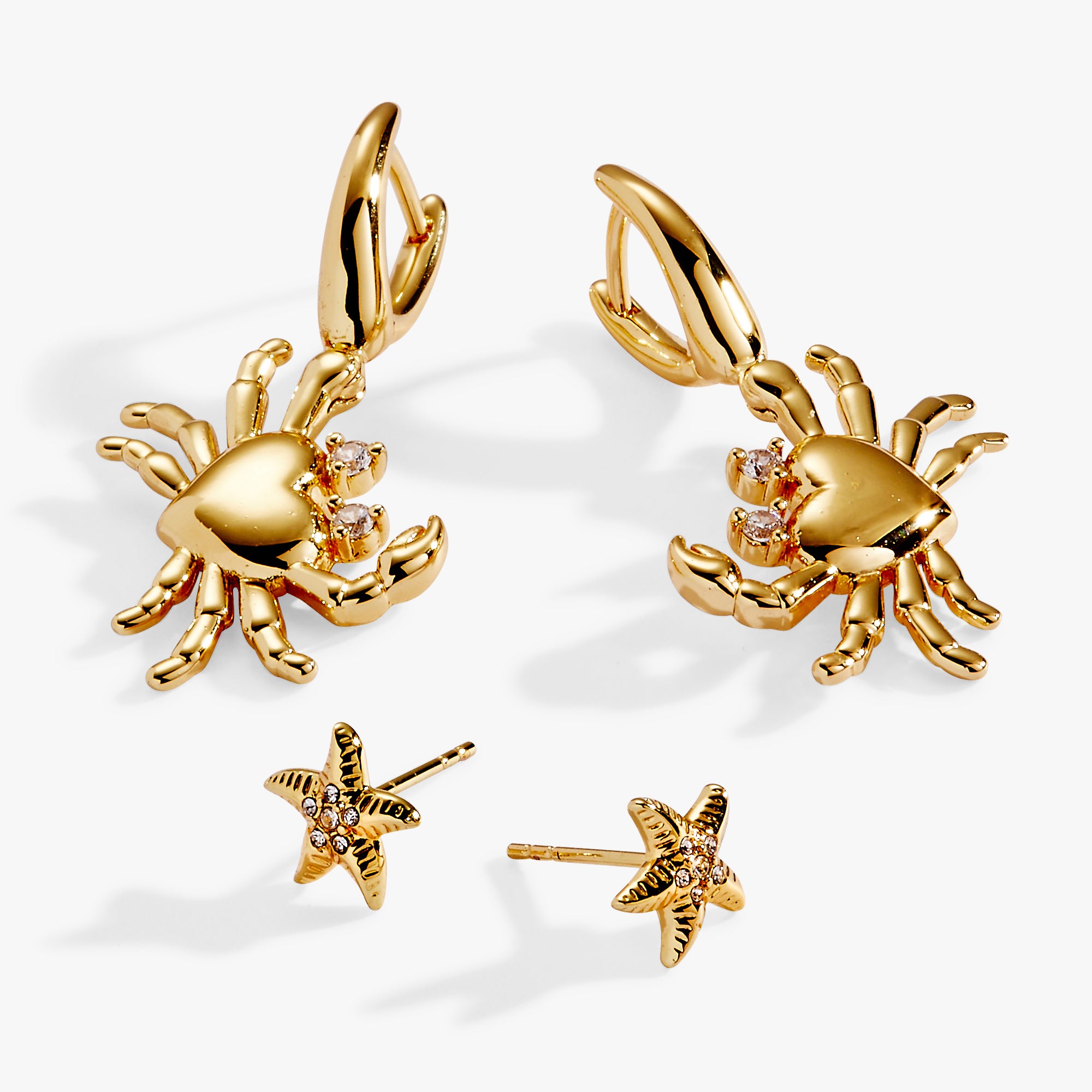 Stylish Crab & Starfish Earring Set for Women - Trendy Ocean-Themed Jewelry - Perfect for Beach Vacations, Summer Outfits & Gift Giving