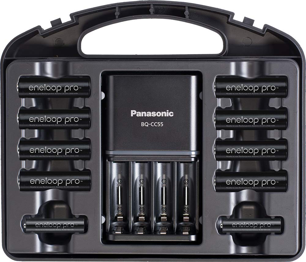 Panasonic eneloop pro High Capacity Rechargeable Batteries - 8AA & 2AAA with 4-Hour Quick Charger & Storage Case | Long-Lasting Power for Cameras, Flashlights, Gaming Controllers & Electronics