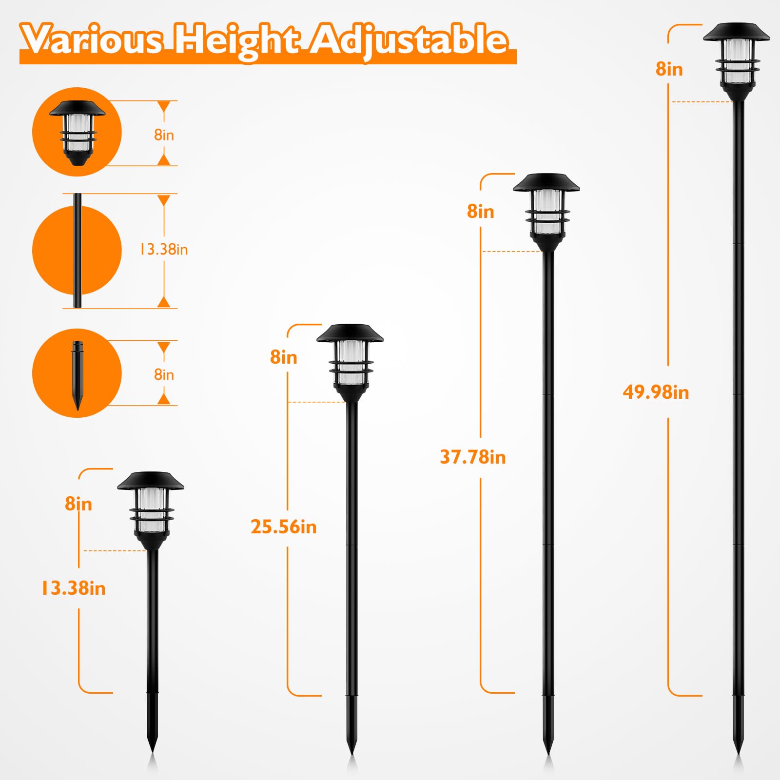 ZOOHAR Solar Outdoor Lights - Waterproof LED Pathway Torches for Garden, Patio, Balcony & Pool - Durable Metal Landscape Path Lighting (Pack of 4) - Perfect for Evening Garden Illumination and Outdoor Decor