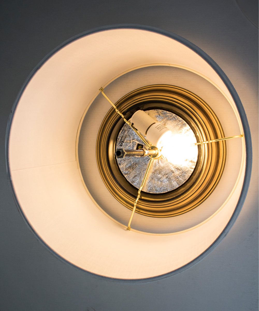 16W Modern Flush Mount Conversion Kit with Textured Oatmeal Hardback Drum Lampshade - Perfect for Bedroom, Living Room & Hallway Lighting