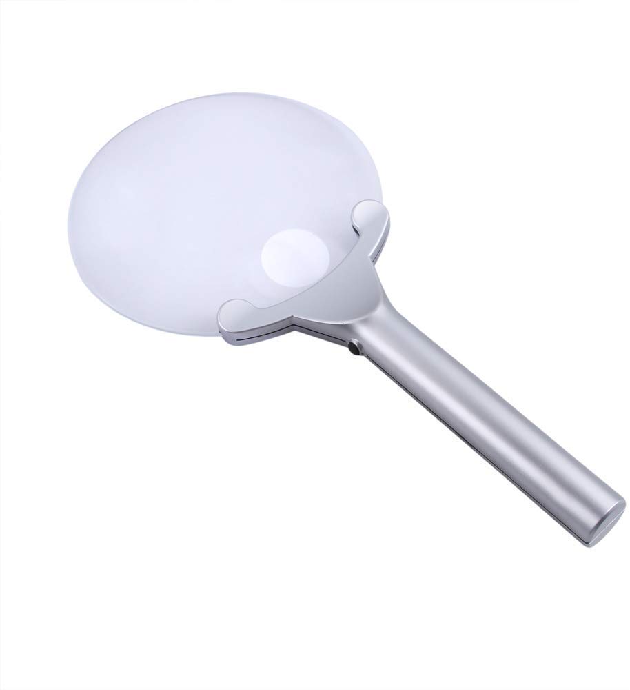 Premium 2X & 6X Magnifying Glass with LED Lights - 130mm Handheld Illuminated Magnifier for Reading, Jewelry Inspection, Coin Collecting & Hobby Work - Portable Loupe Tool for Home, Office & Craft Use
