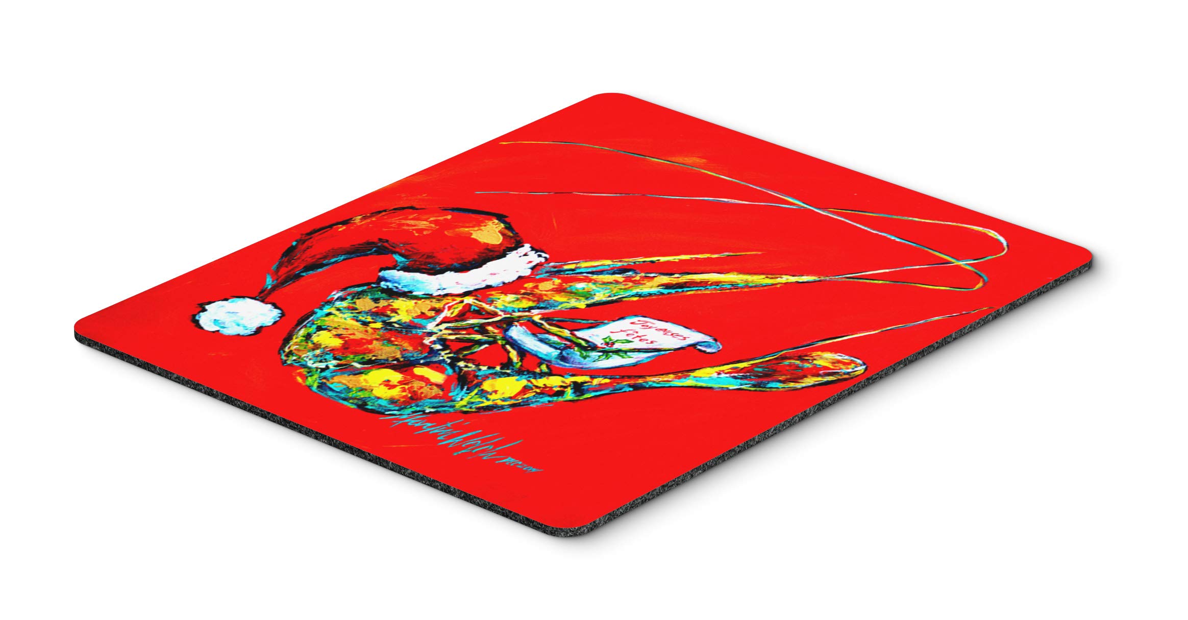 Happy Holidays Shrimp Mouse Pad - Non-Slip Large Desk Mat for Home Office, Gaming & Computer Work | Washable Hot Pad & Trivet for Kitchen Use | Festive Christmas Decor & Gift Idea