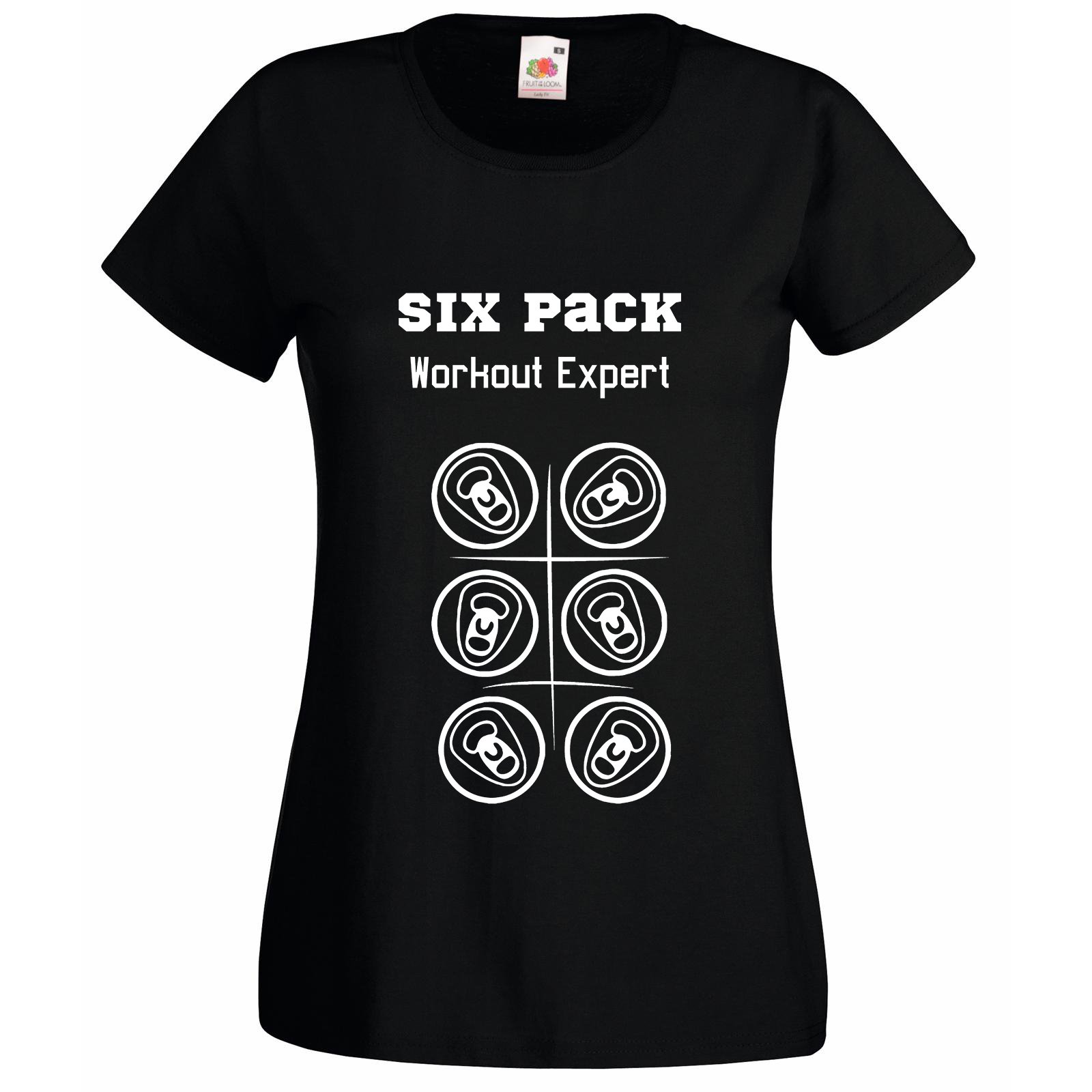 Women's Six Pack Beer Can Workout T-Shirt - Funny Bodybuilder Fitness Tee for Gym, Weightlifting & Casual Wear