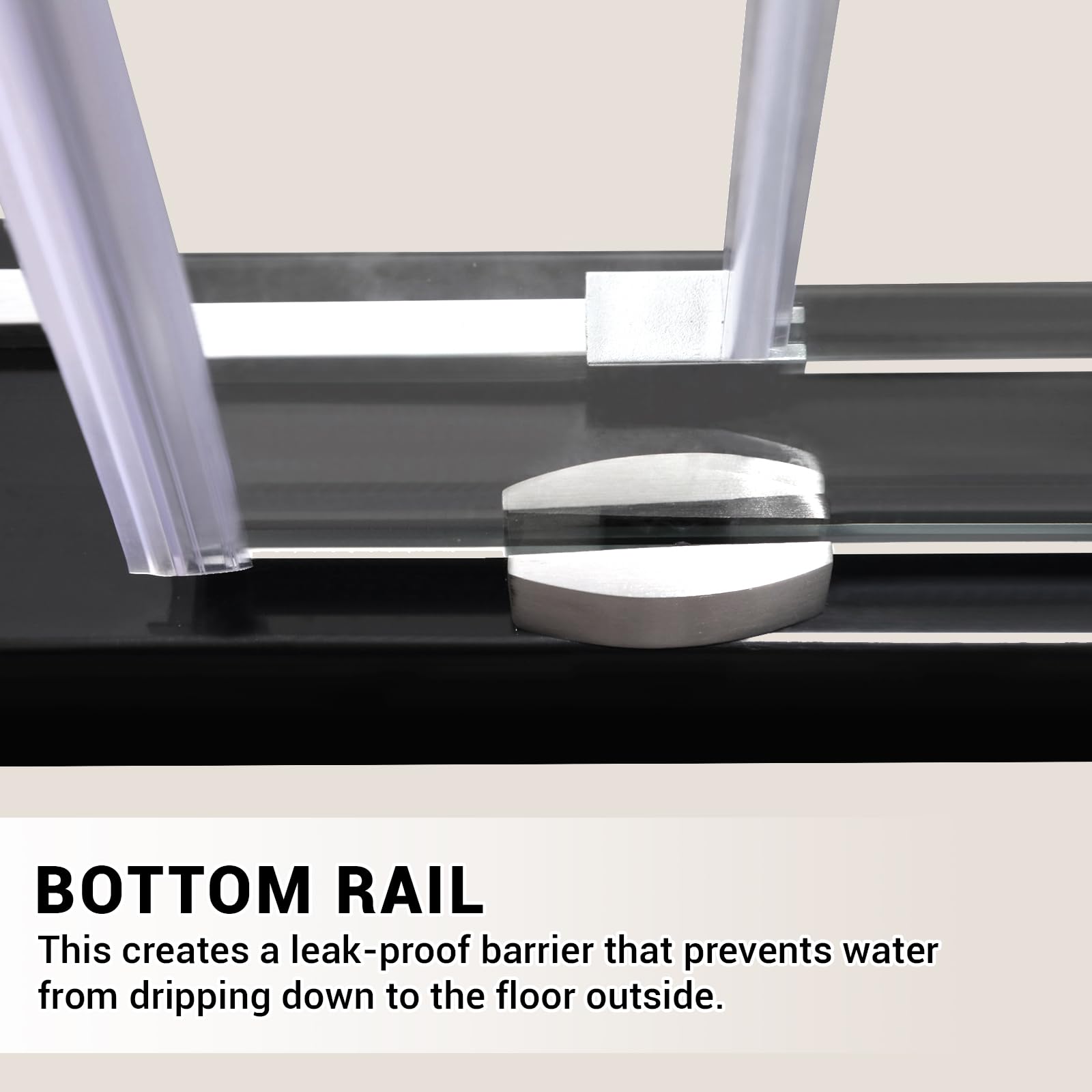 Frameless Tempered Glass Shower Door - Stainless Steel Handle & Waterproof Seal - for Bathroom Safety