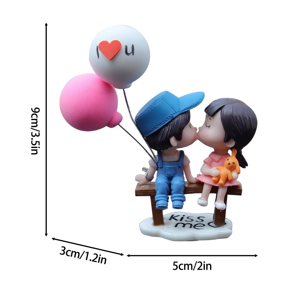 Cute Cartoon Couple Car Decorations - Romantic Couples Car Accessories with Balloons for Dashboard, Bedroom & Home Desk Decor - Perfect for Valentine's Gifts & Anniversary Presents