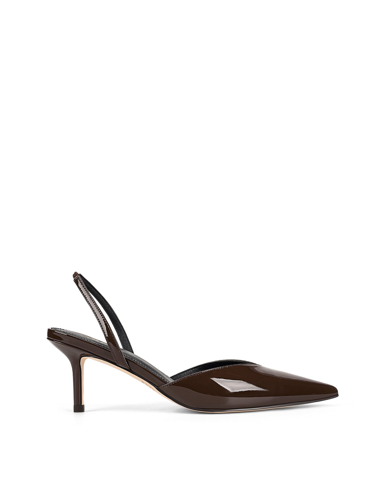 Yoco Slingback Kitten Heels - Women's Chocolate Brown Patent Leather Low Heel Shoes for Work, Office & Dressy Occasions