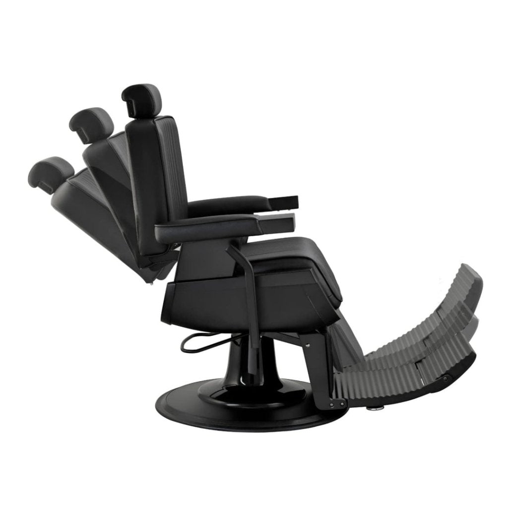 Greenlife Vader Advance Modern Reclining Barber Chair - Matte Black Finish for Salon, Barbershop & Home Grooming Use