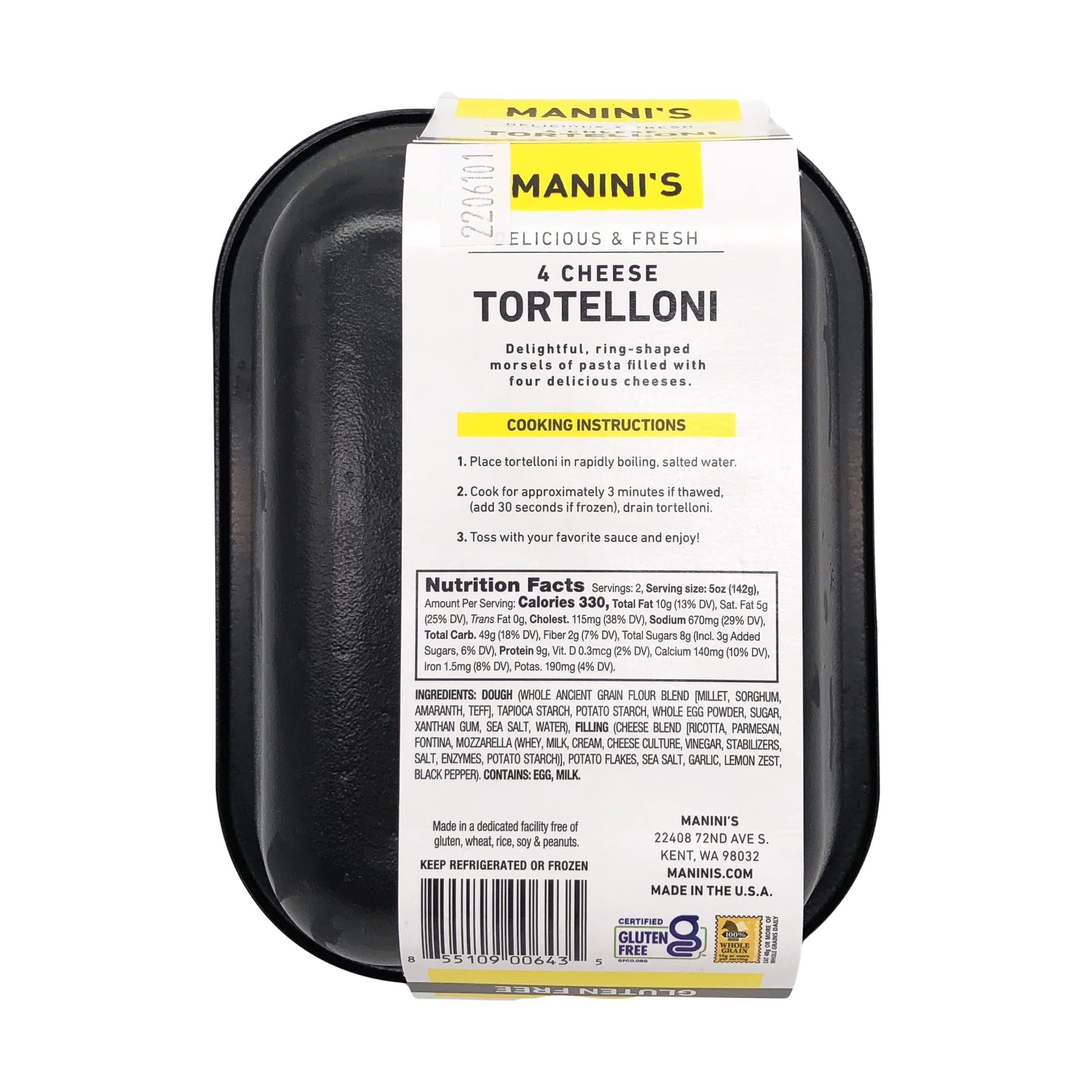 MANINIS Gluten Free 4 Cheese Tortelloni Pasta - 10 oz | Authentic Italian Taste | Perfect for Family Dinners & Italian-Themed Parties