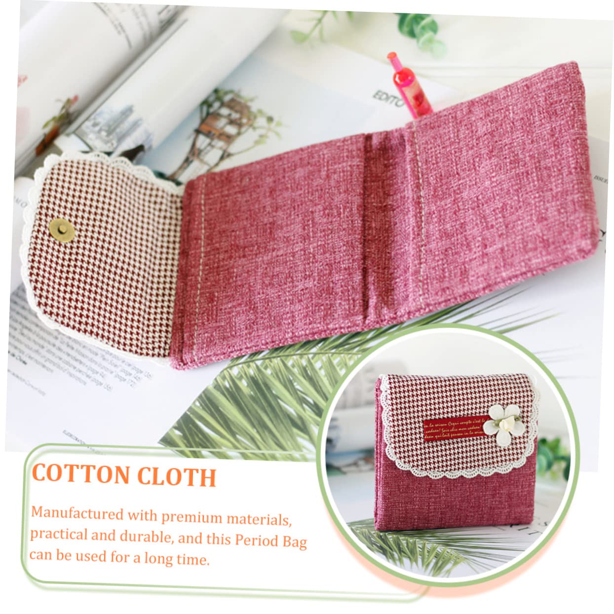 IWOWHERO 2 Pack Sanitary Napkin Bags - Reusable Menstrual Pad Holder, Tampon Storage Organizer & Cotton Pouch - Perfect for Travel, Gym, Work & School Essentials