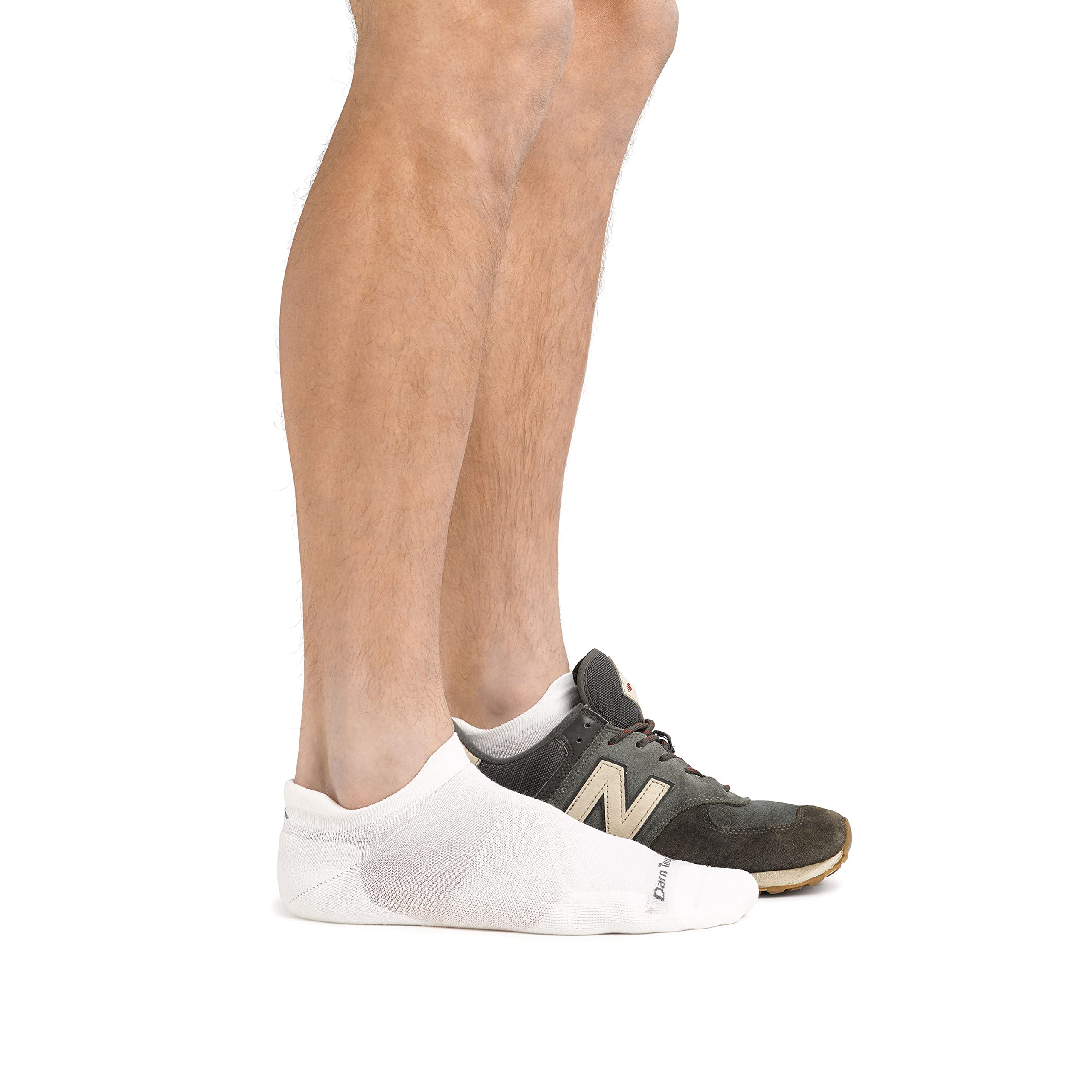 Darn Tough Men's Ultra-Lightweight Cushioned Run No Show Tab Socks - Medium White Merino Wool Running Socks for Athletes & Outdoor Enthusiasts - Perfect for Jogging, Hiking & Daily Wear
