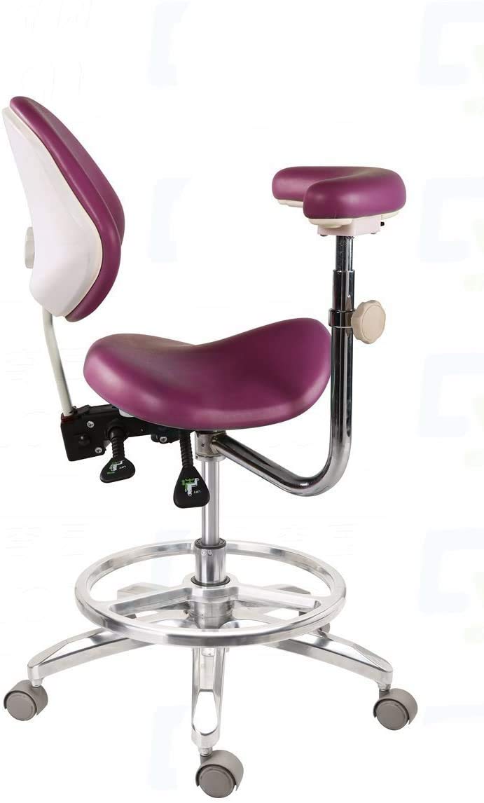 Premium PU Leather Mobile Saddle Stool for Dentists & Medical Professionals - Adjustable Height Ergonomic Dental Assistant Chair with Ivory Finish - Perfect for Clinics, Hospitals & Office Workstations