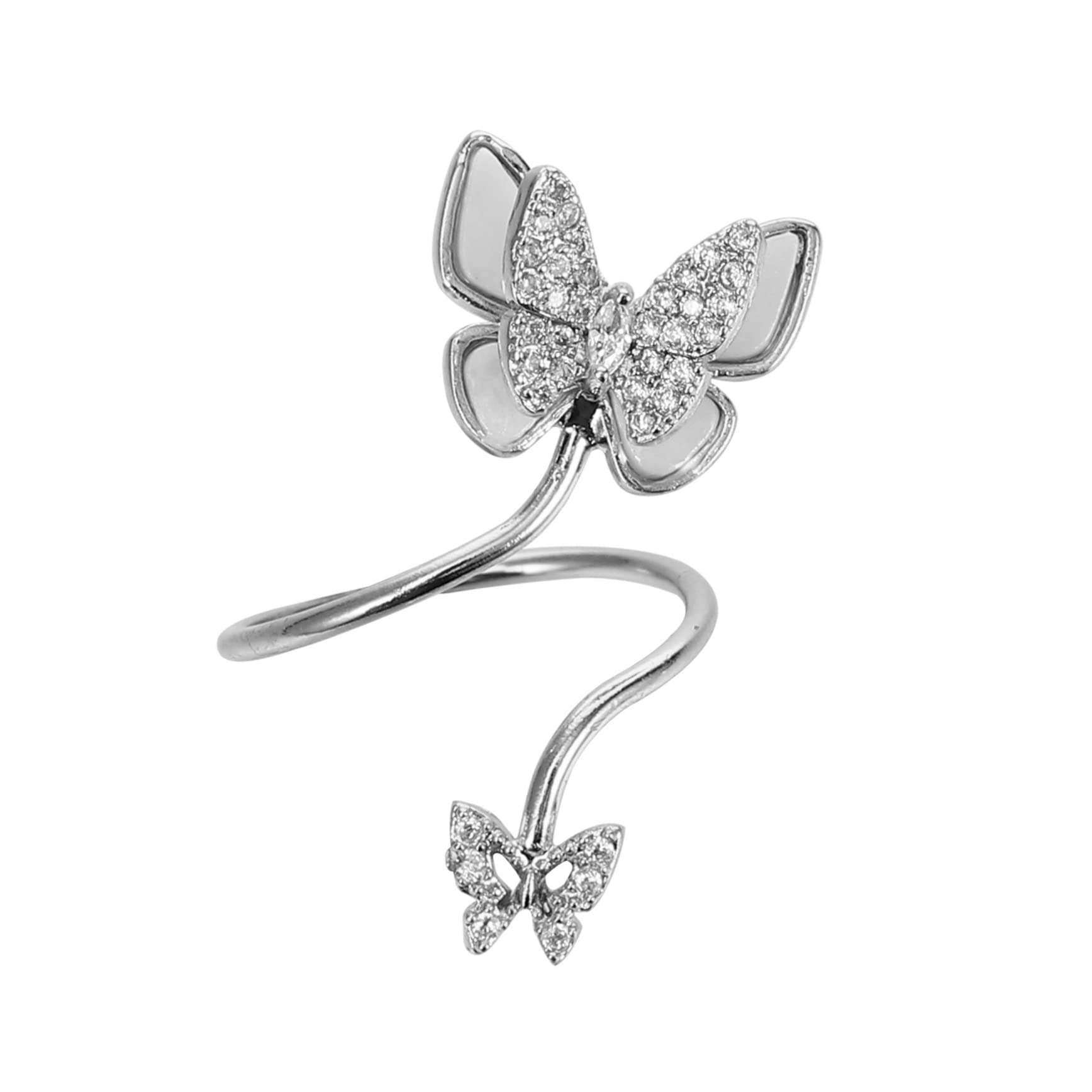 FRCOLOR Elegant Butterfly Pearl Nail Rings for Women - Creative Finger Tip Jewelry Accessories for Nail Art, Parties, and Special Occasions