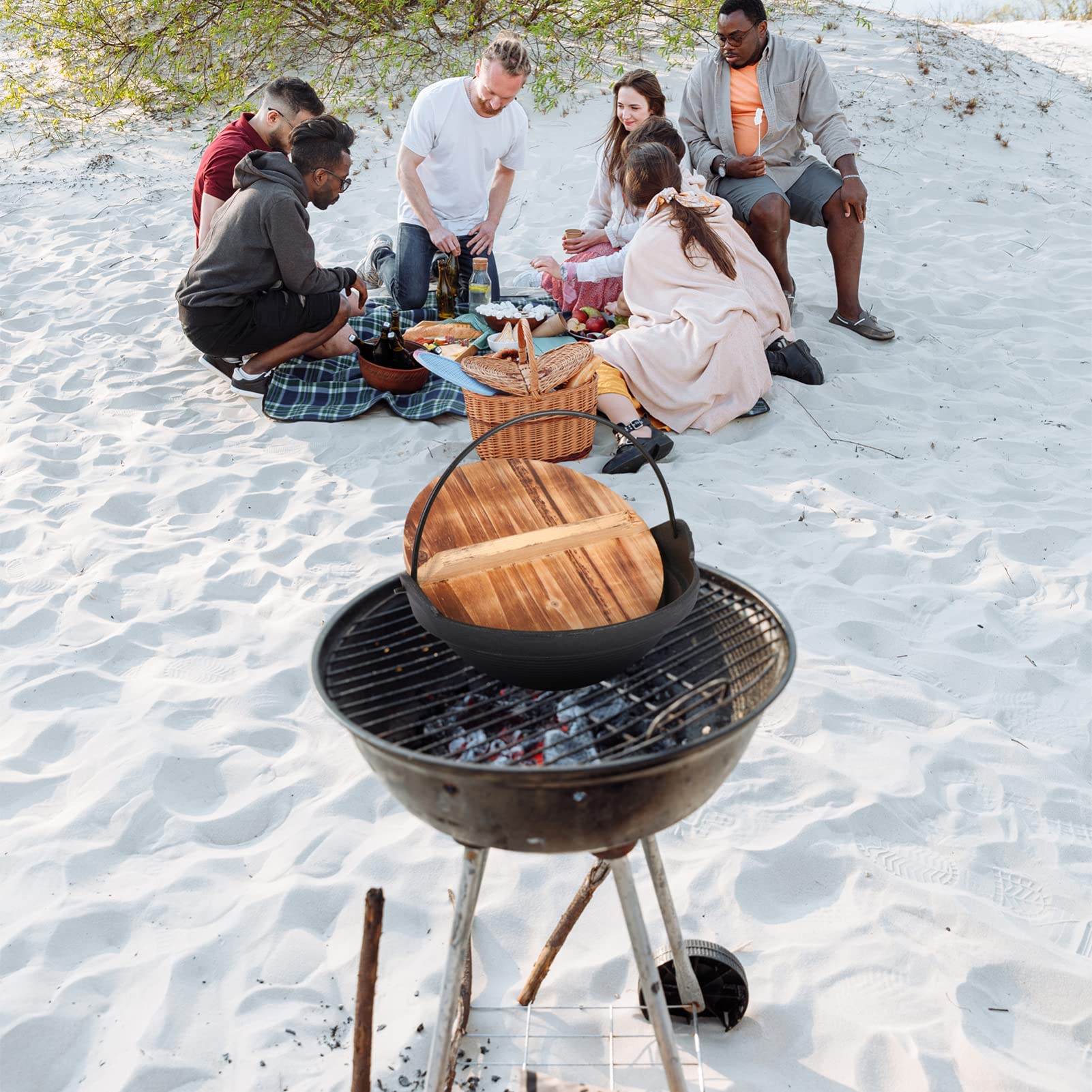 2-Piece Cast Iron Skillet Set - Non-Stick Dutch Oven with Lid, High-Temperature Resistant Camping Cookware for Soup, Stew & Boiling | Perfect for Outdoor Cooking, Camping Trips & Home Kitchen Use