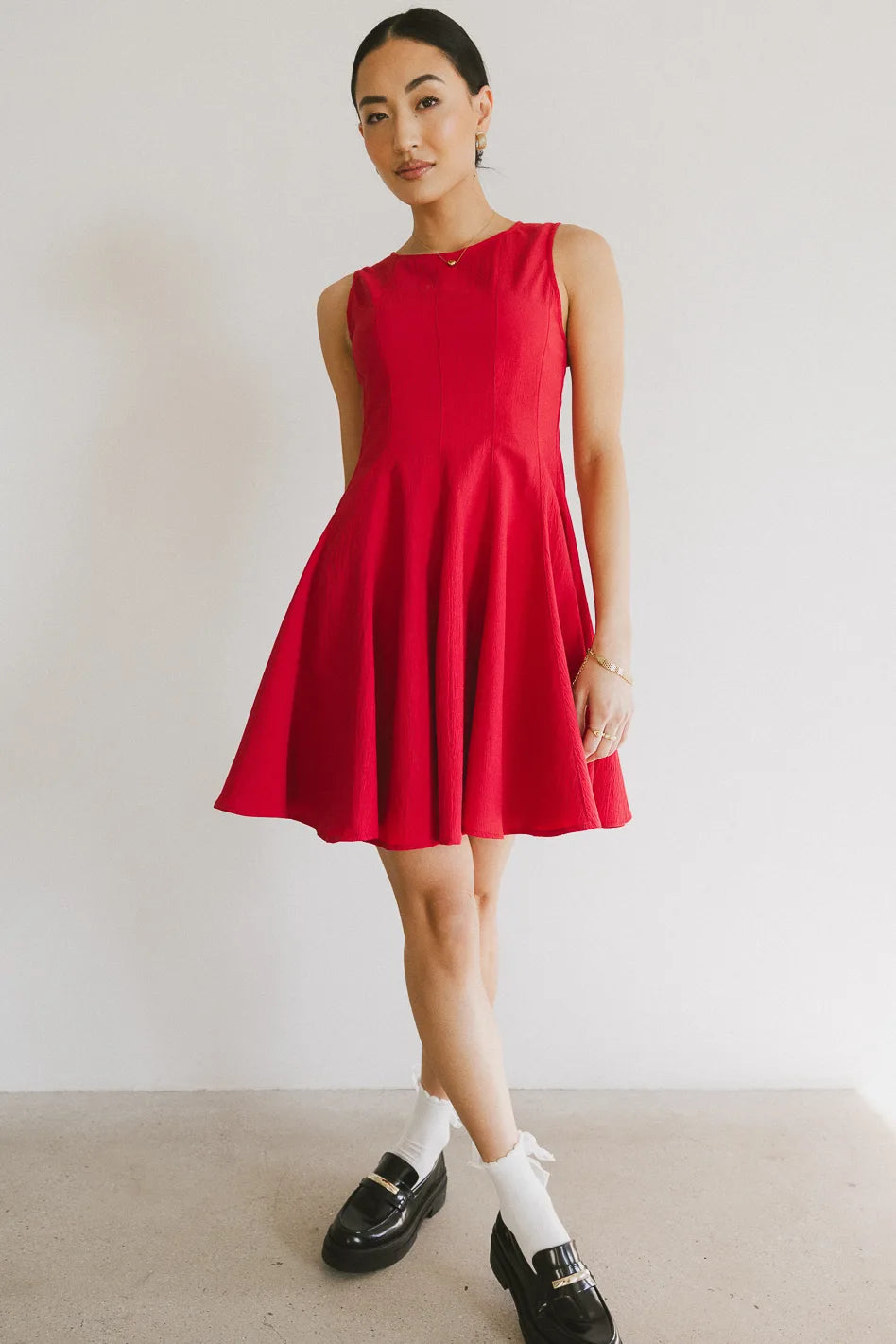 Liora Mini Dress in Red - Sexy Short Sleeve Bodycon Dress for Women, Perfect for Date Night, Party & Club Wear