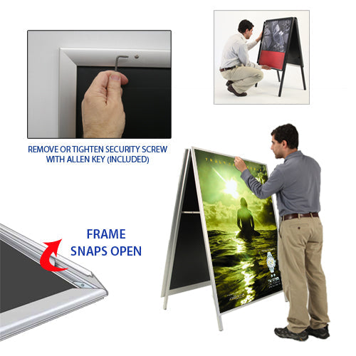 24x48 A-Frame Sign Holder with Security Screws - 1 1/4