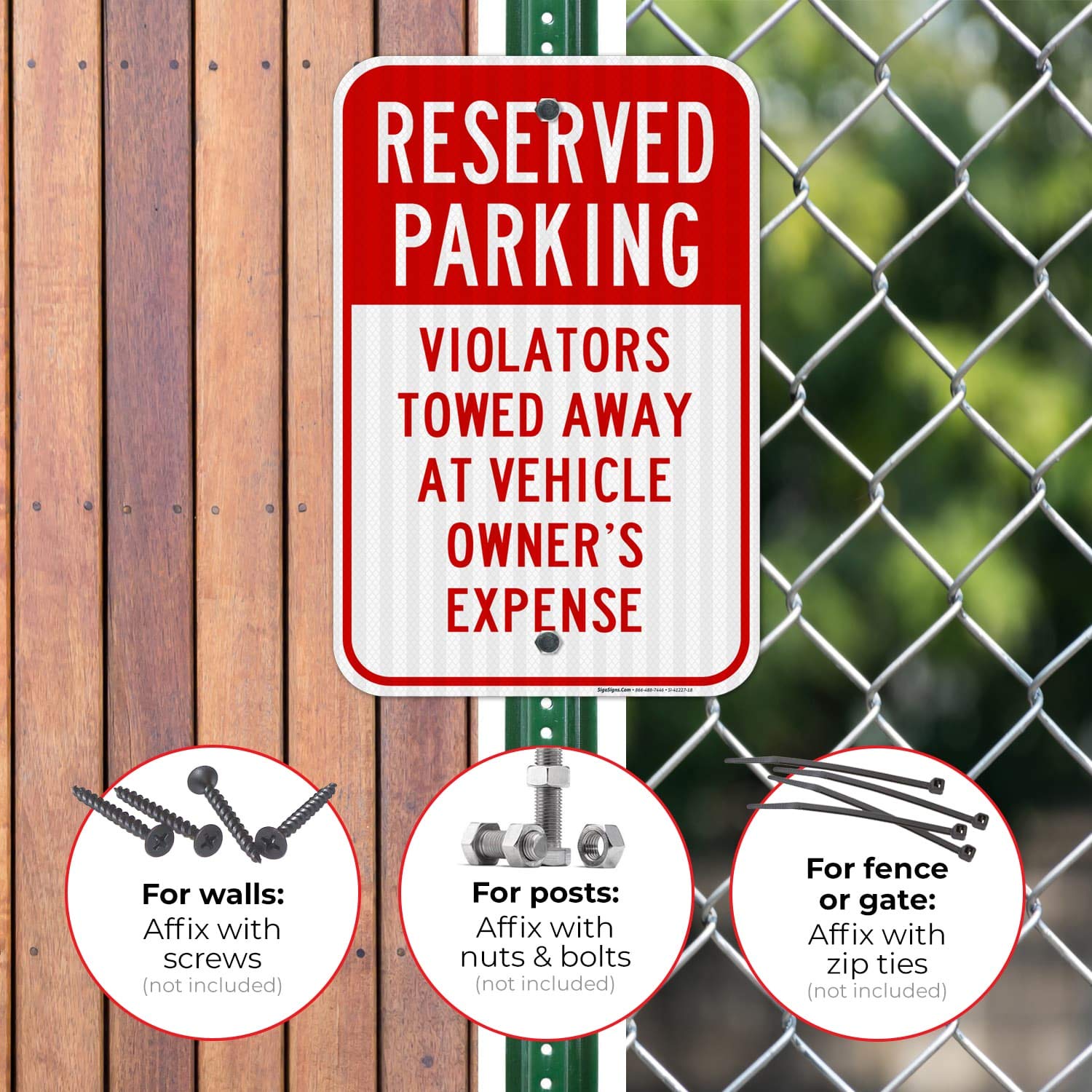 12x18 Inches Reserved Parking Sign - Violators Will Be Towed | 3M EGP Reflective .063 Aluminum | Fade Resistant & Easy Mounting | Indoor/Outdoor Use | Made in USA | Perfect for Private Parking Lots, Apartment Complexes & Commercial Properties