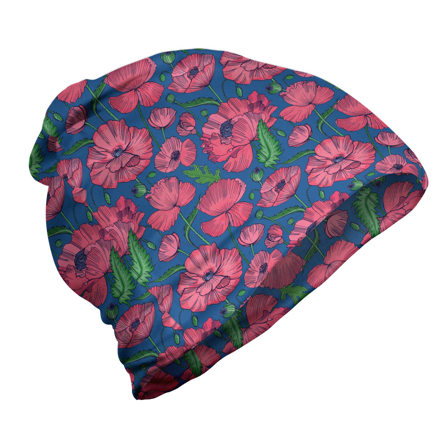 Ambesonne Unisex Beanie - Stylish Poppy Flower Design for Men & Women | Perfect for Hiking, Outdoor Adventures & Winter Fashion