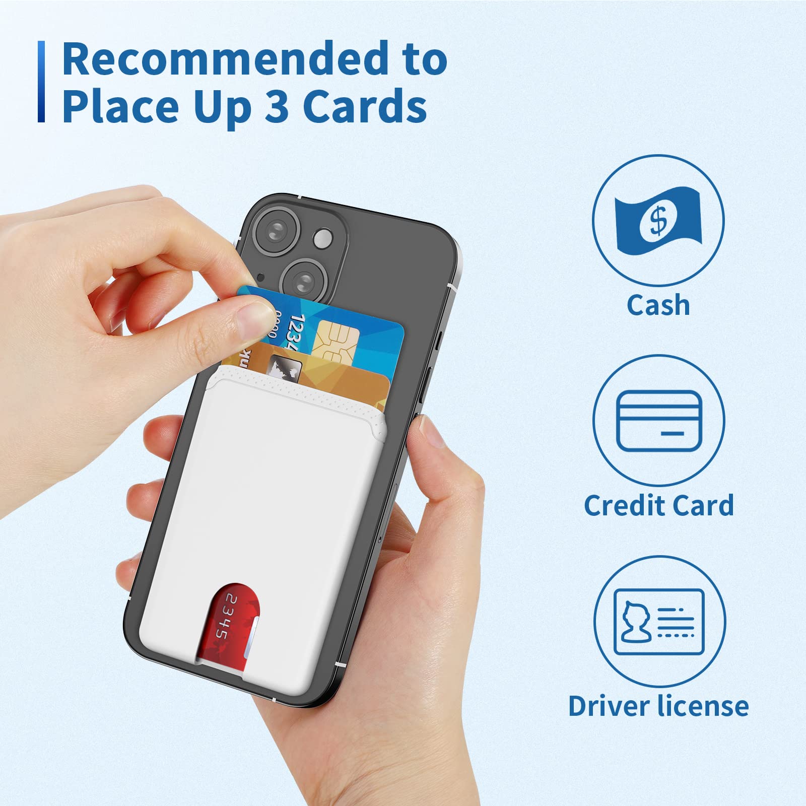 Stick-On Phone Wallet for iPhone 12/11/X/XS - 3 Pack Credit Card Holder (Black, White, Pink) | Slim Card Pocket Pouch for Smartphones | Perfect for Travel, Shopping & Everyday Use