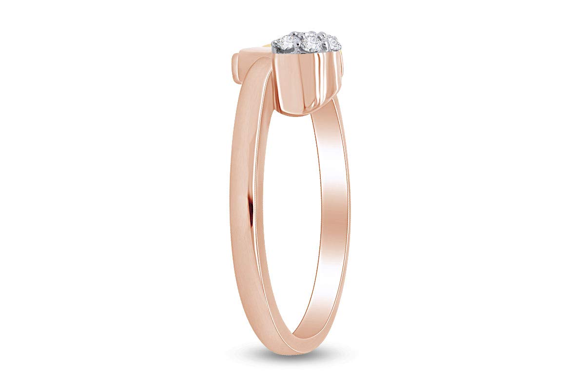 Round White Natural Diamond Accent Mic & Music Note Two Tone Ring - Elegant Jewelry for Musicians, Singers & Music Lovers - Perfect Gift for Performances, Concerts & Special Occasions
