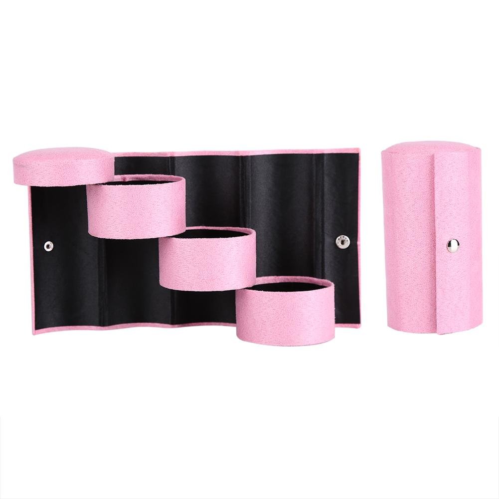 3-Layer Flannel Jewelry Storage Box - Portable Cylinder Shaped Jewelry Organizer for Necklaces, Rings & Earrings | Pink Jewelry Display Case for Dresser, Travel & Gift for Women & Girls