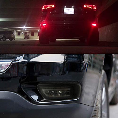 Smoked LED Rear Bumper Reflectors & Tail Lights Kit - Compatible with 2011-2023 Jeep Grand Cherokee WK2, Compass & Dodge Journey - Durable Fog/Brake Lights for Enhanced Night Driving Safety & Style