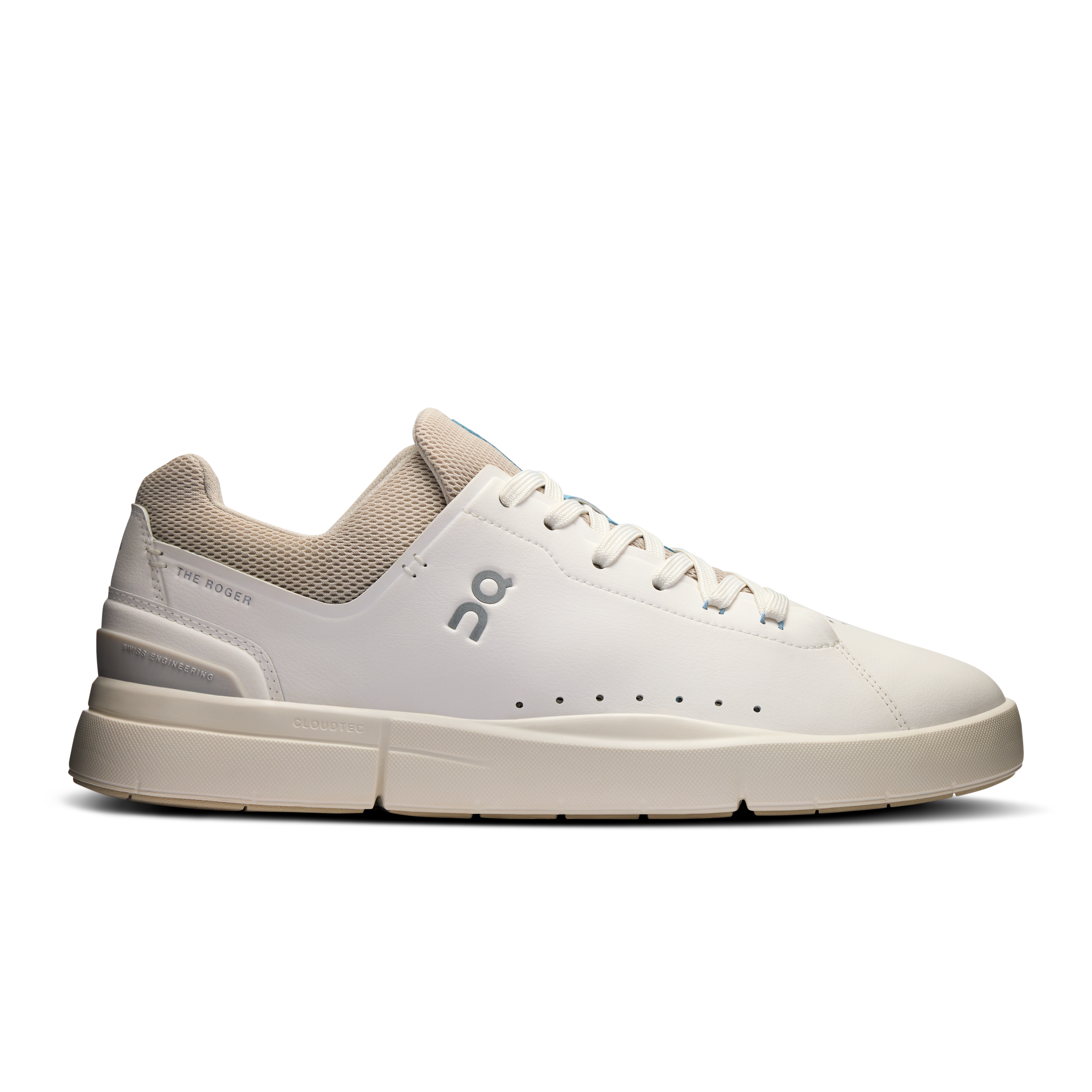 On Running Men's The Roger Advantage Running Shoes - White/Sand | Lightweight & Breathable for Jogging, Gym & Daily Wear