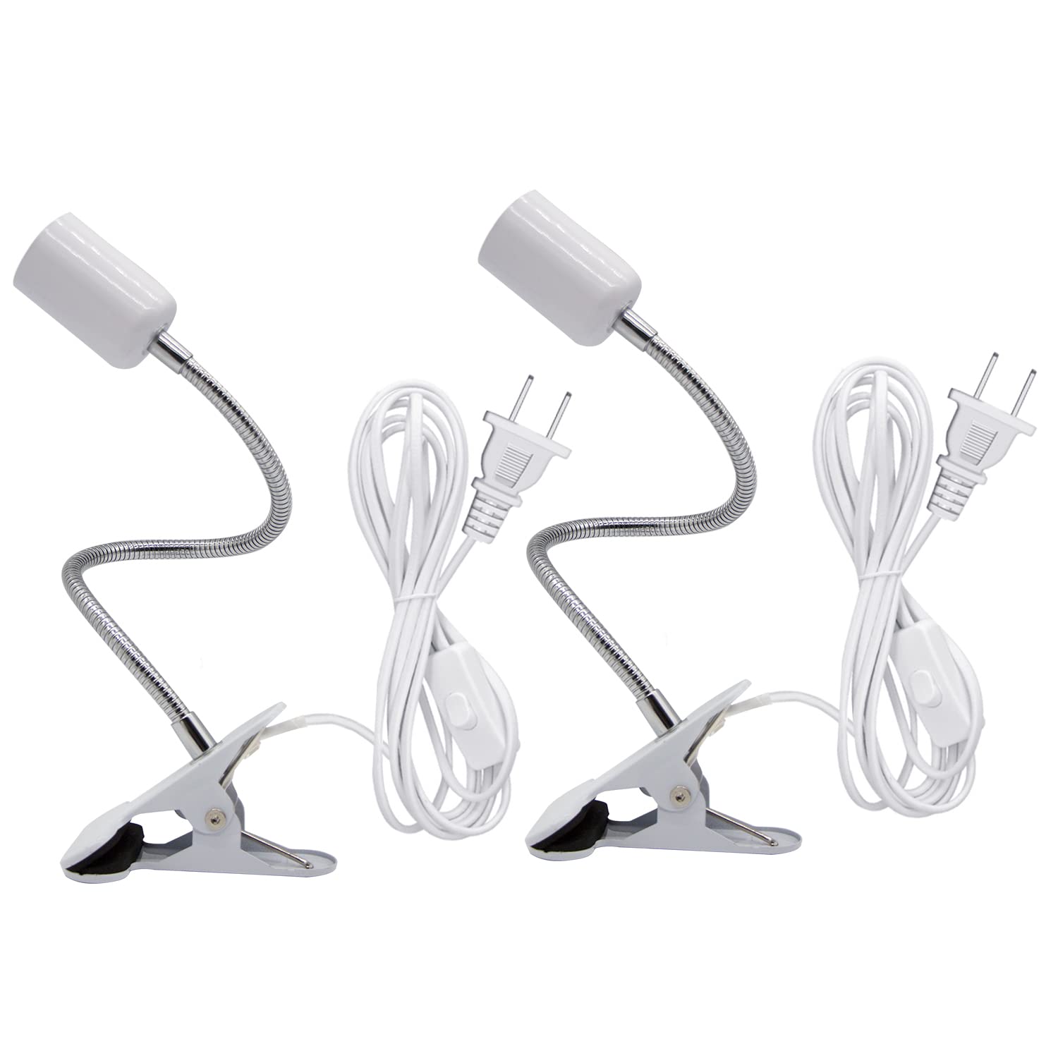 2 Pack Adjustable Gooseneck Clip Desk Lamp - Flexible Reading Light with Clamp, Dimmable LED Book Light for Study, Office, Bedroom Night Light & Craft Work