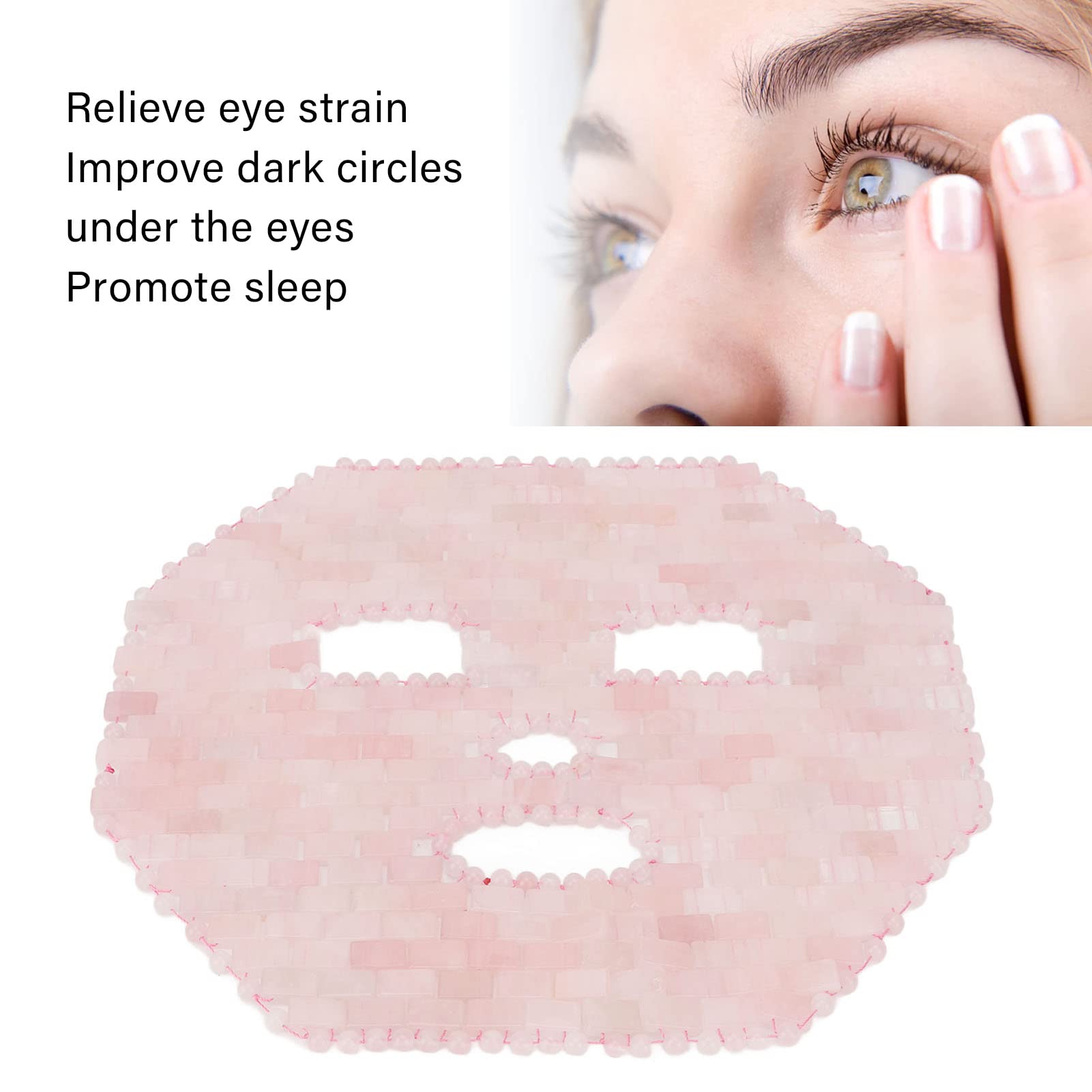 Rose Quartz Facial Mask - Jade Stone Eye Mask for Dark Circles, Spa & Sleep - Reusable Cooling Face Cover for Relaxation & Skincare (Perfect for Home Spa, Travel & Self-Care)
